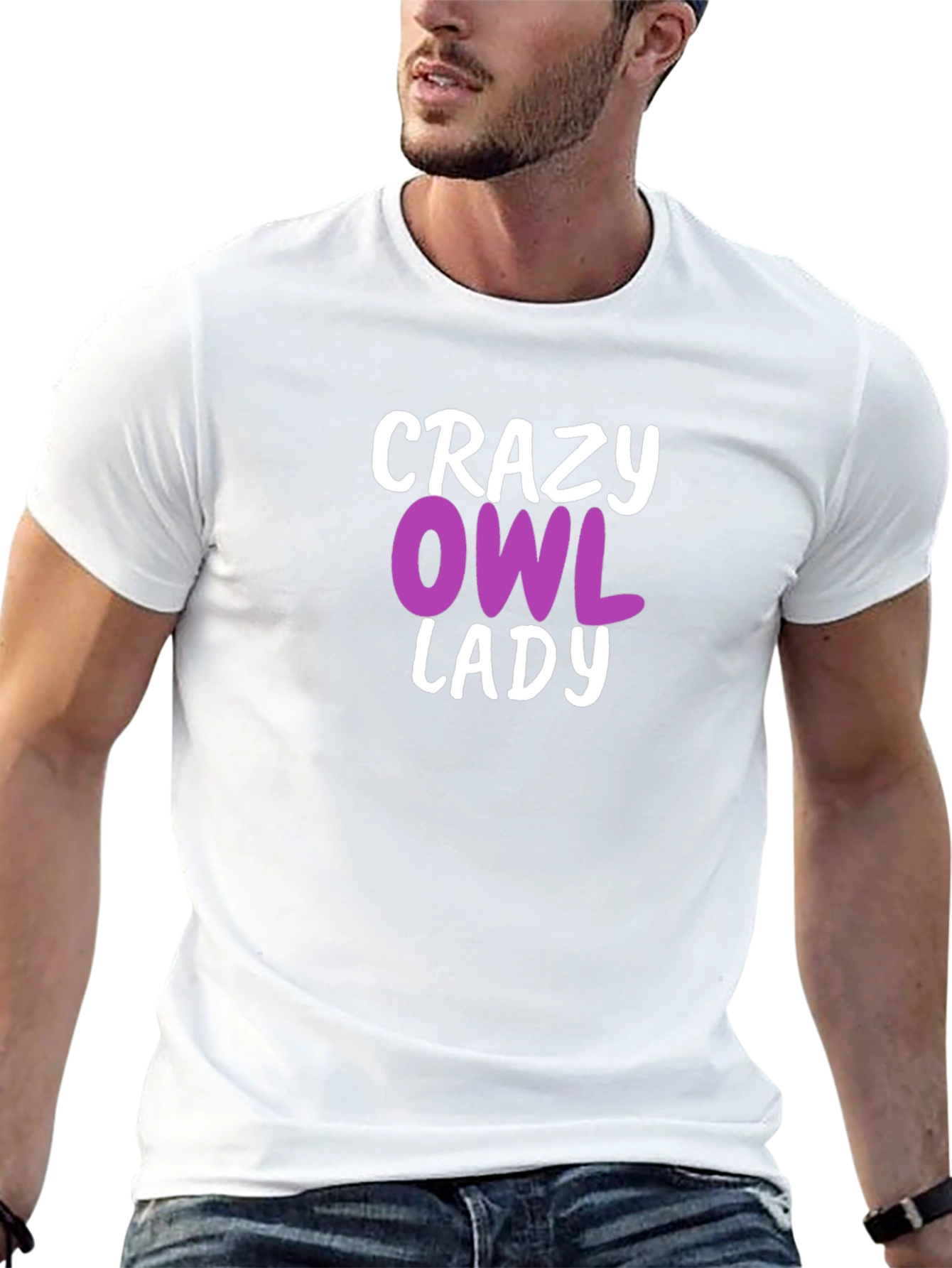Crazy Owl Lady T-Shirt - Fun Novelty Tee