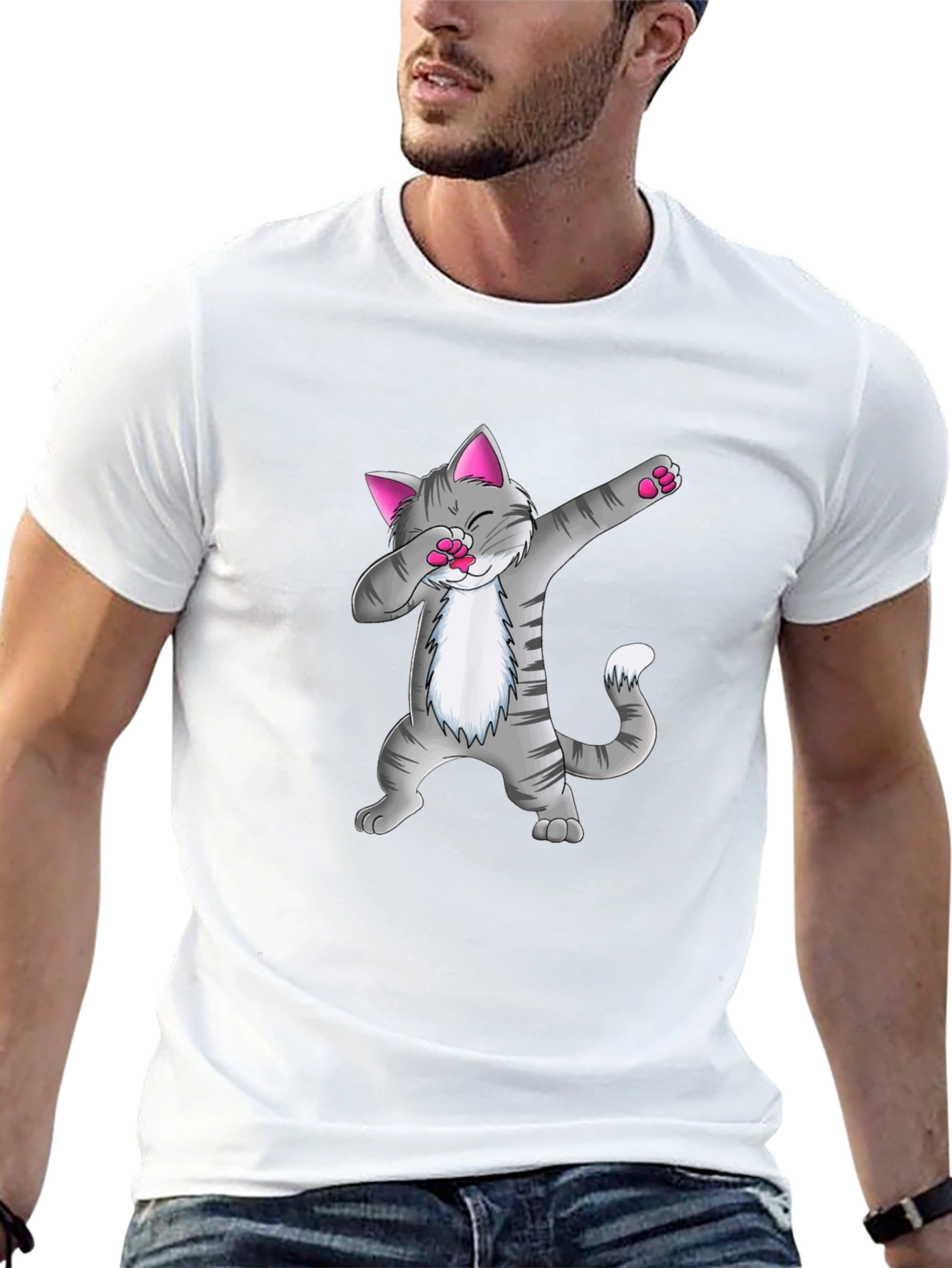 Dabbing Cat Graphic Tee - Black