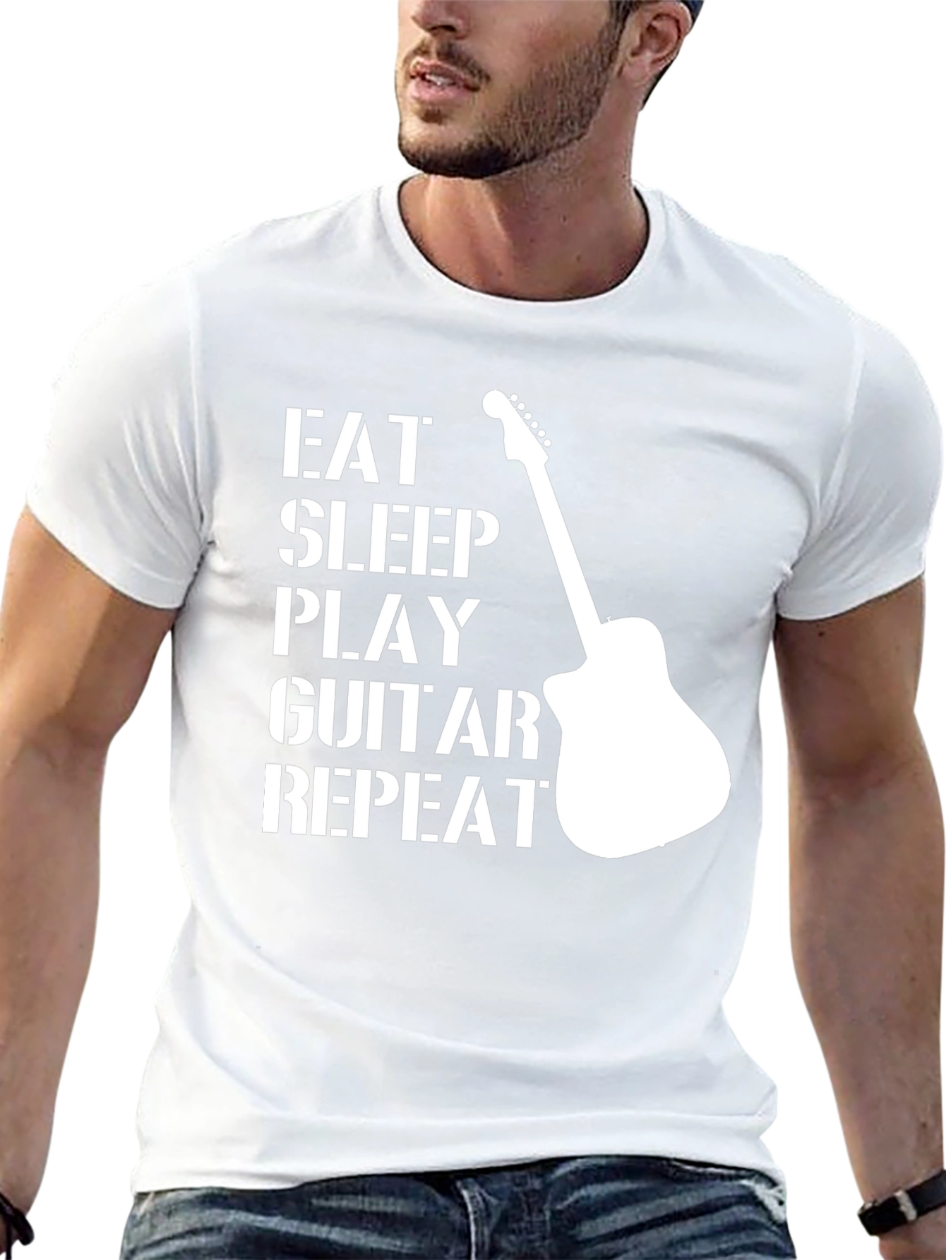 Eat Sleep Play Guitar Repeat Black T-Shirt