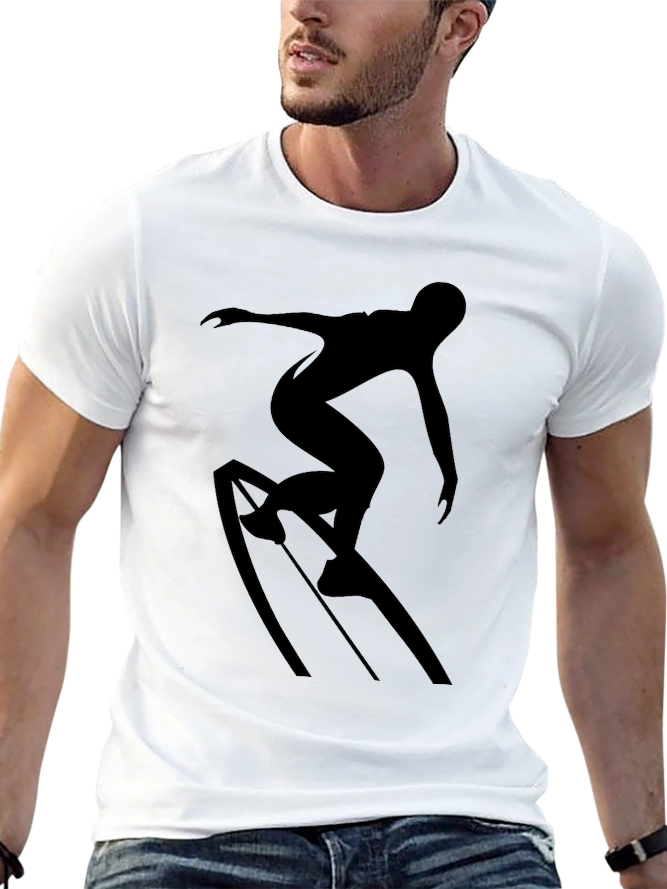 Surfer Silhouette Graphic Tee - Black T-Shirt