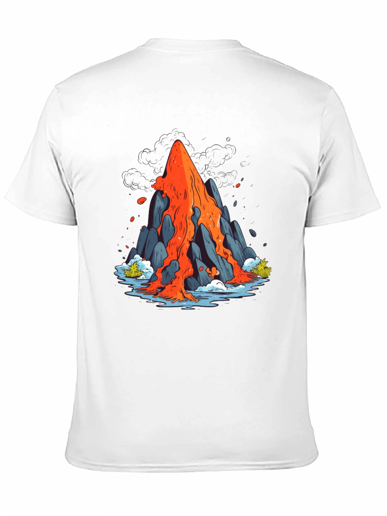 Volcano Lava Flow Graphic Tee - Black Cotton