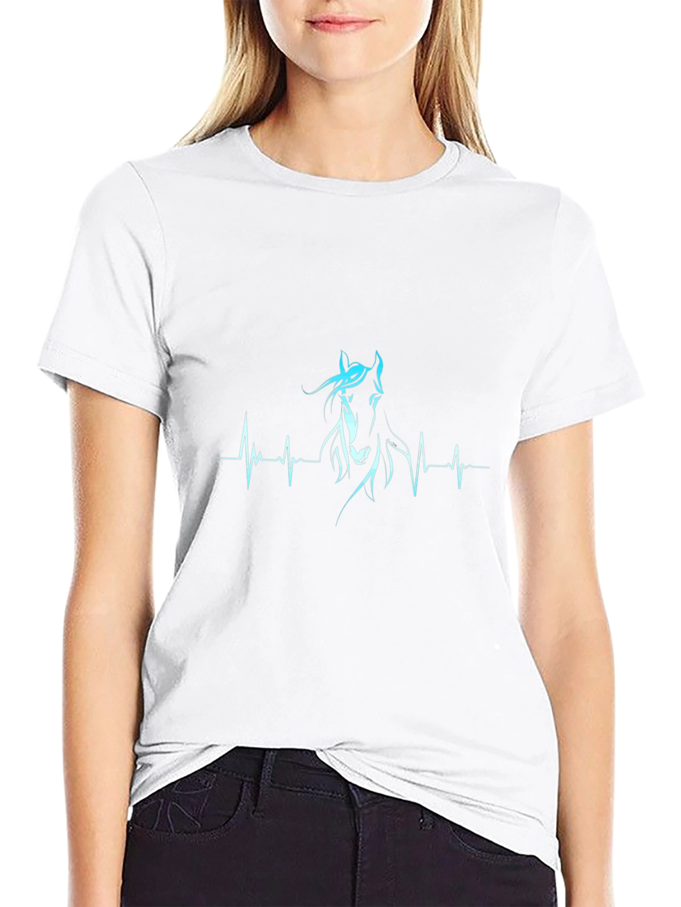 Horse Heartbeat T-Shirt - Mens Black Tee