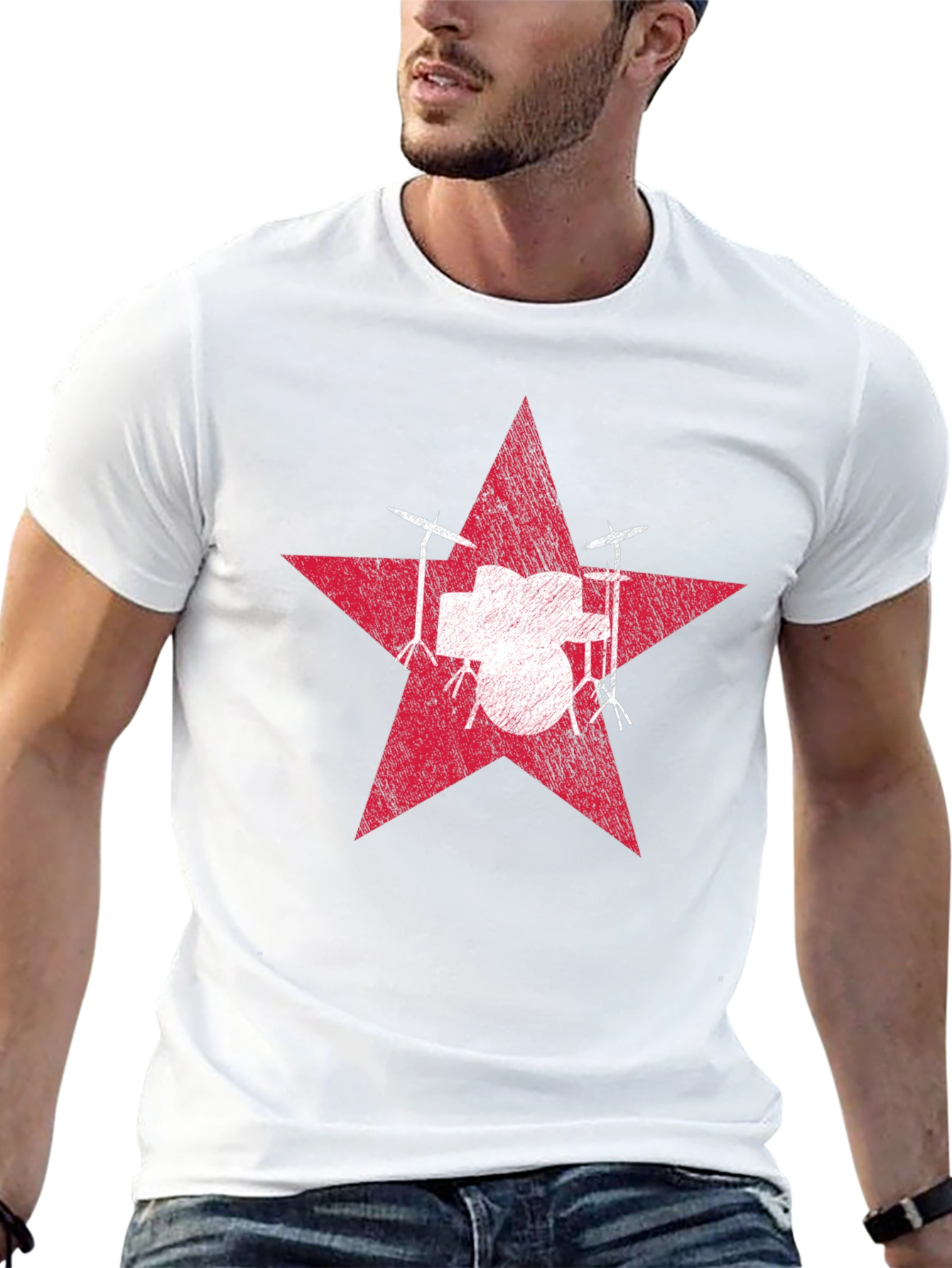 Red Star Drum Set Graphic Tee - Black