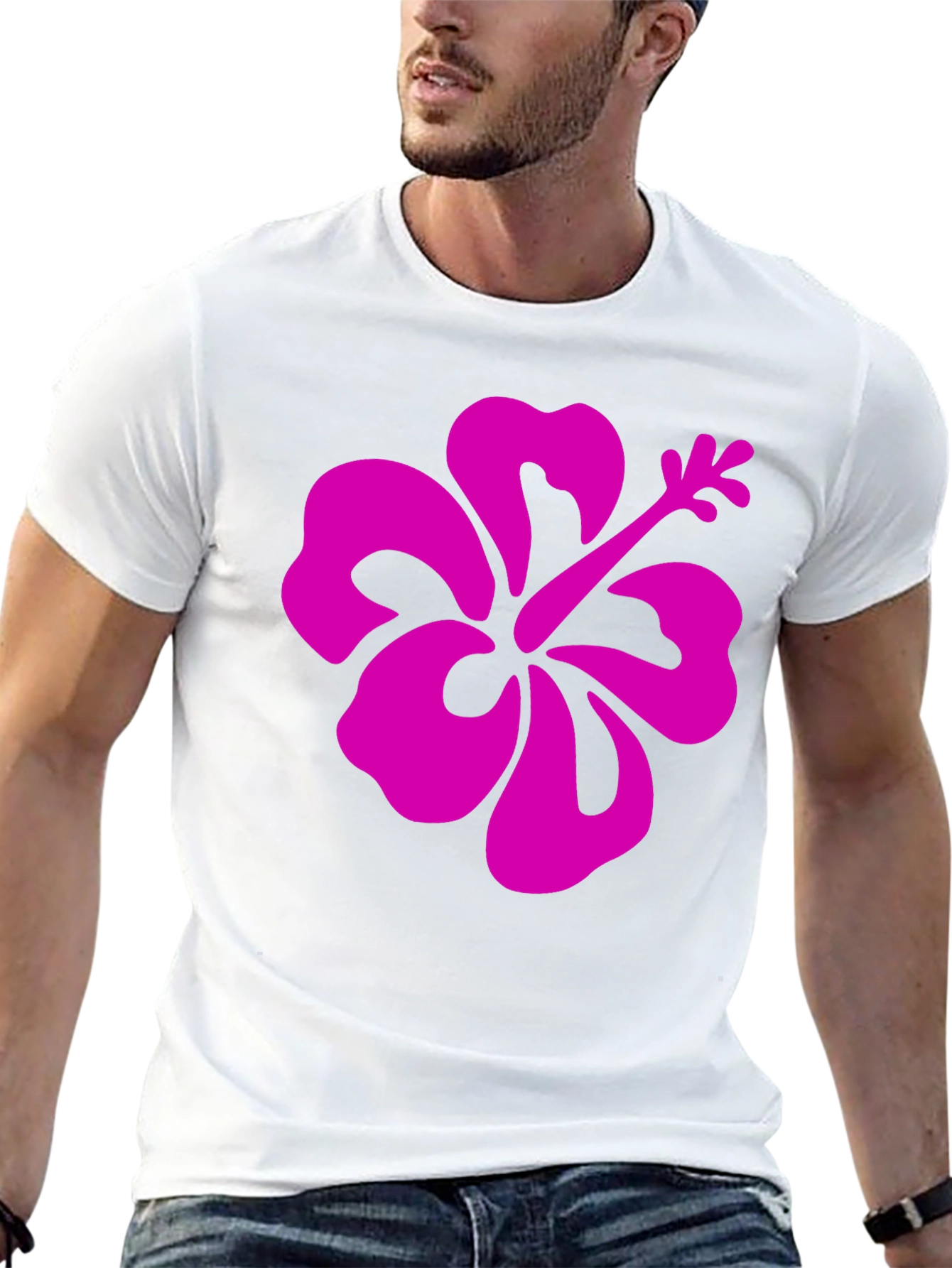 Hibiscus Graphic Tee - Casual Black T-Shirt