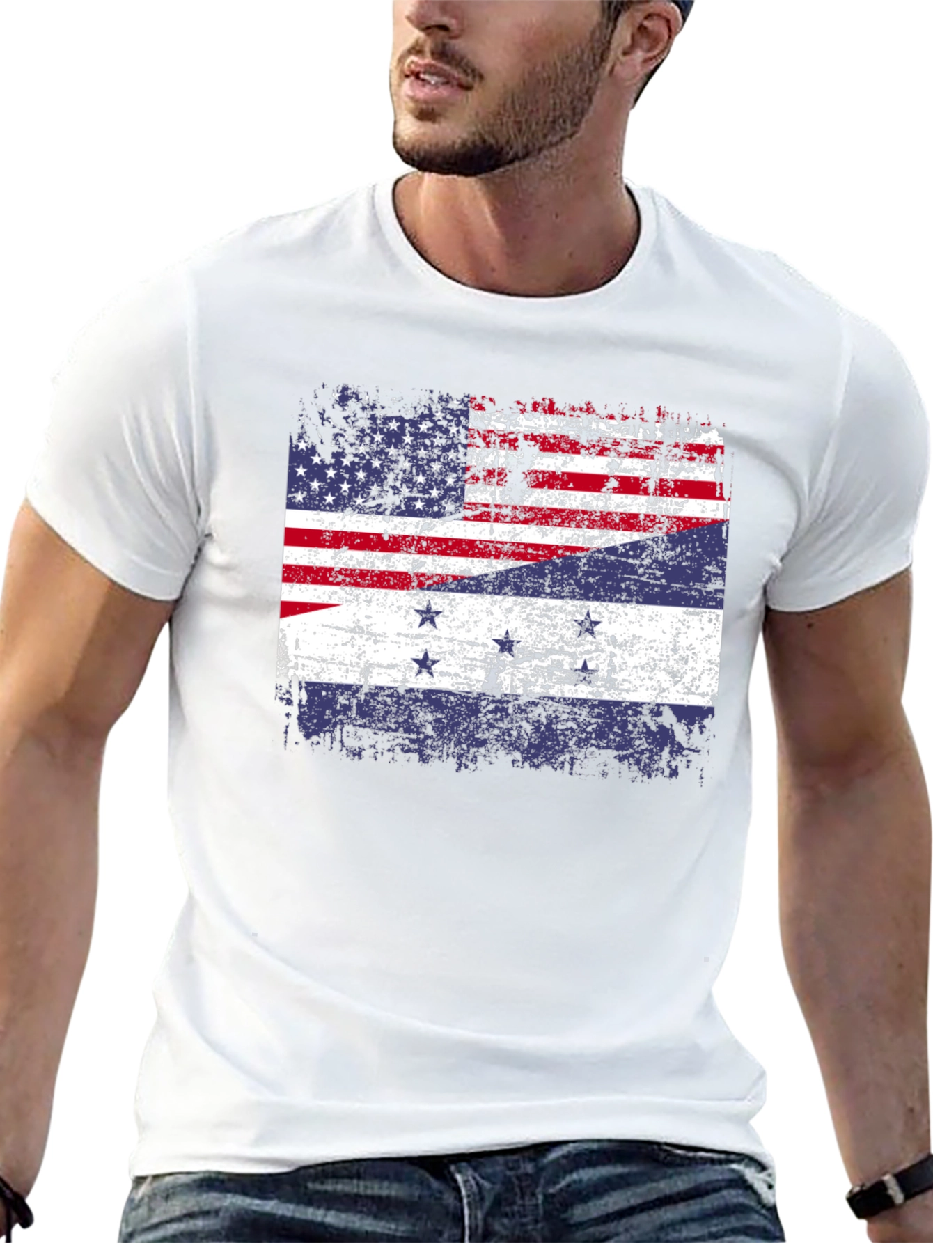 Distressed American-Dutch Flag T-Shirt