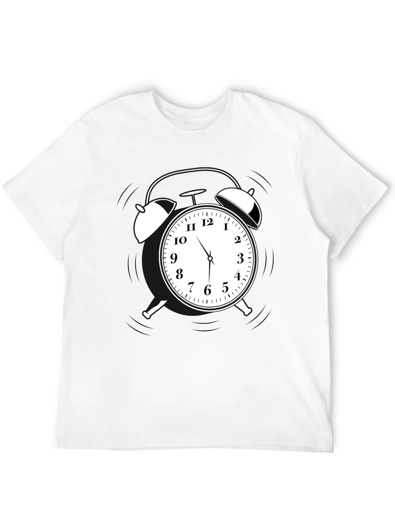 Alarm Clock Graphic Tee - Black Cotton Casual Shirt