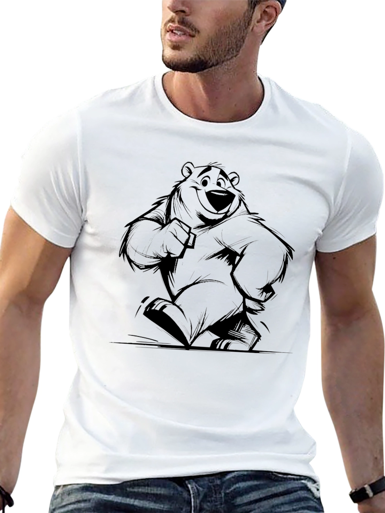 Cartoon Bear Graphic Print T-Shirt