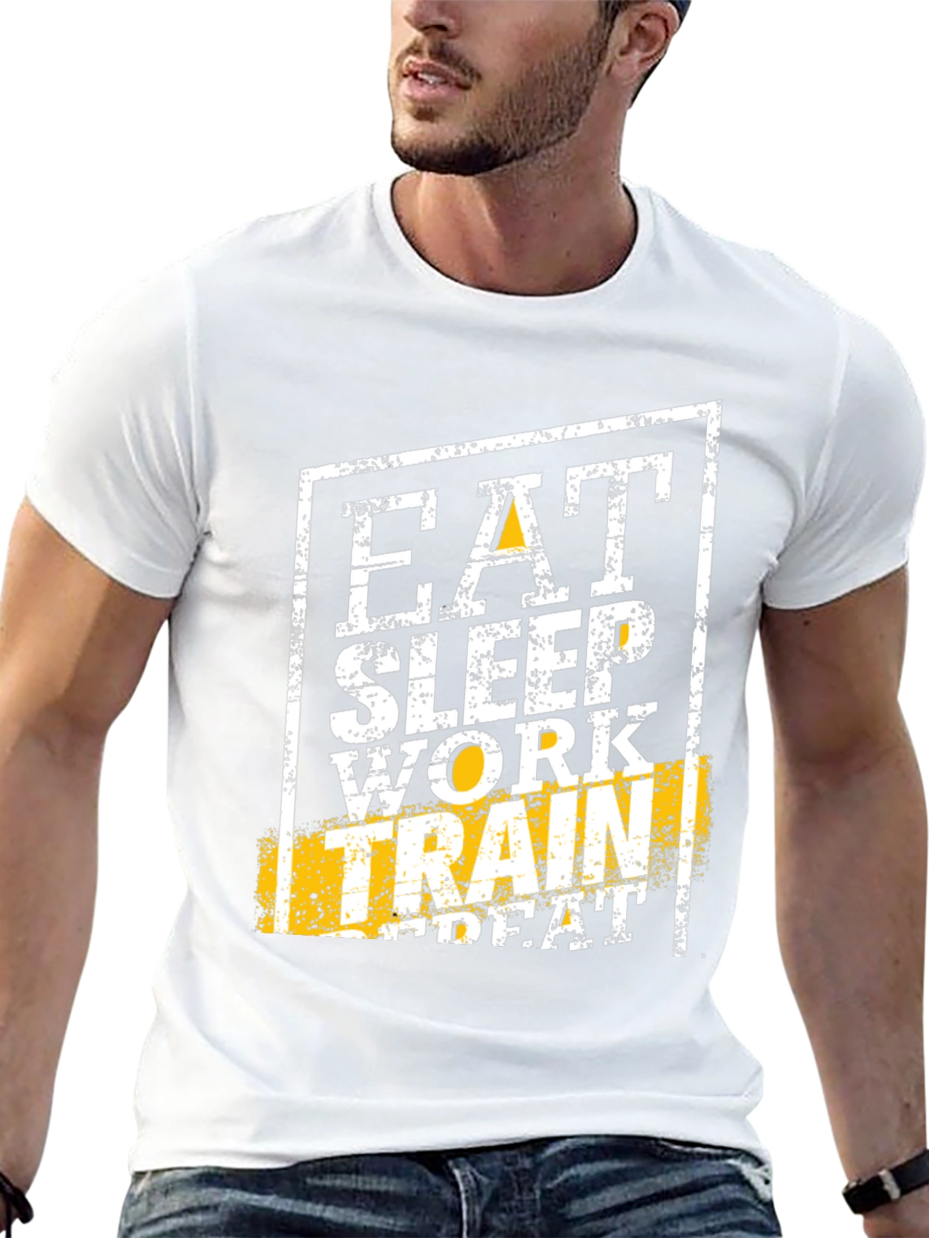 Eat Sleep Work Train Repeat Black Graphic Tee