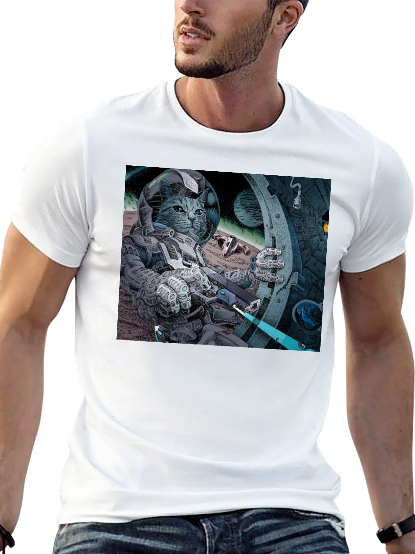 Cosmic Cat Astronaut T-Shirt - Cool Graphic Tee