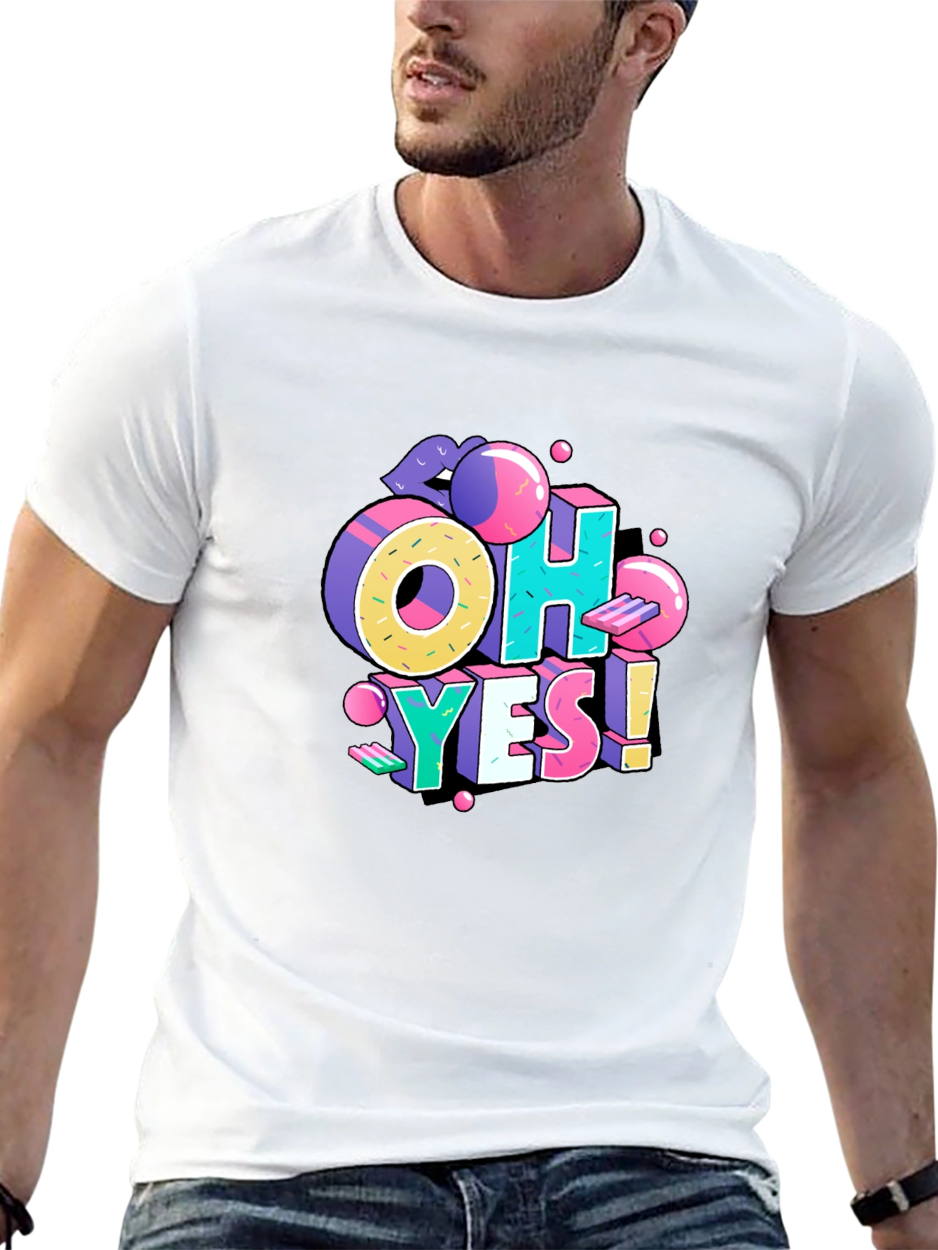 Retro OH YES! Graphic Black T-Shirt