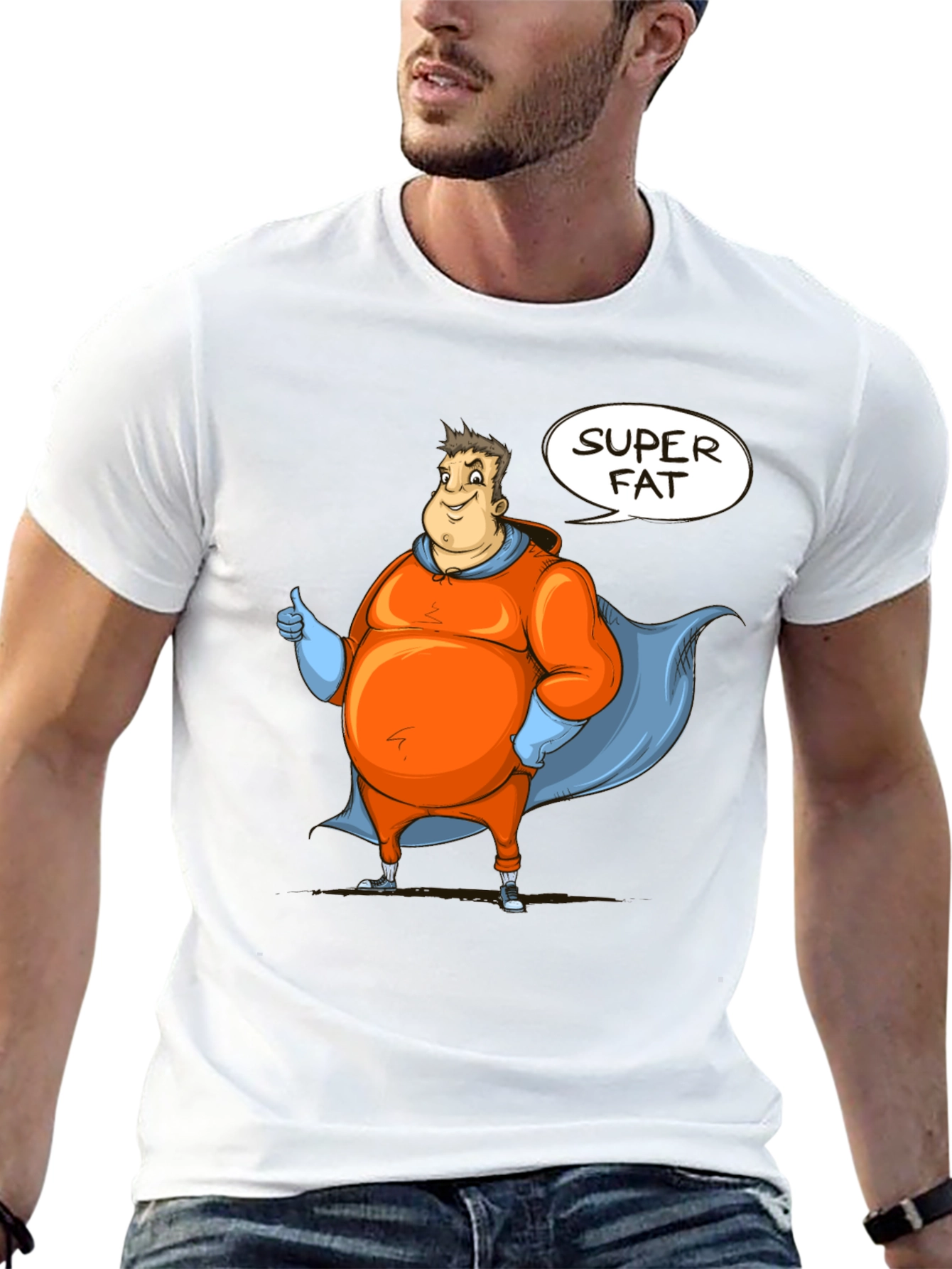 Super Fat Superhero Black Graphic Tee