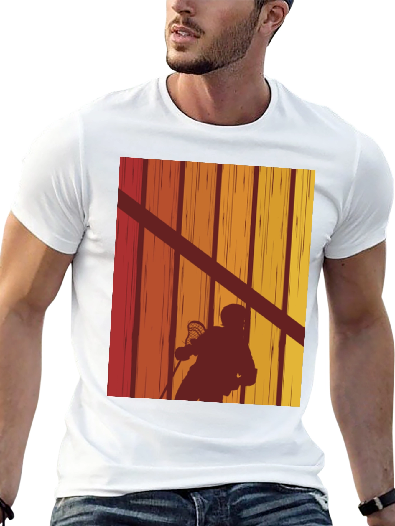 Retro Lacrosse Player T-Shirt