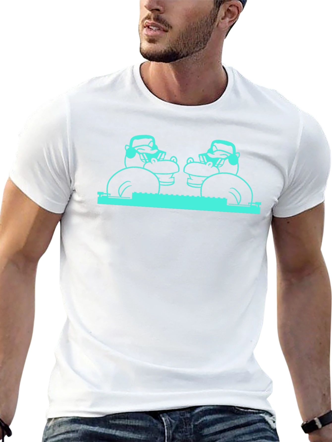 Hippo DJ Graphic Tee - Quirky Music Lover Shirt