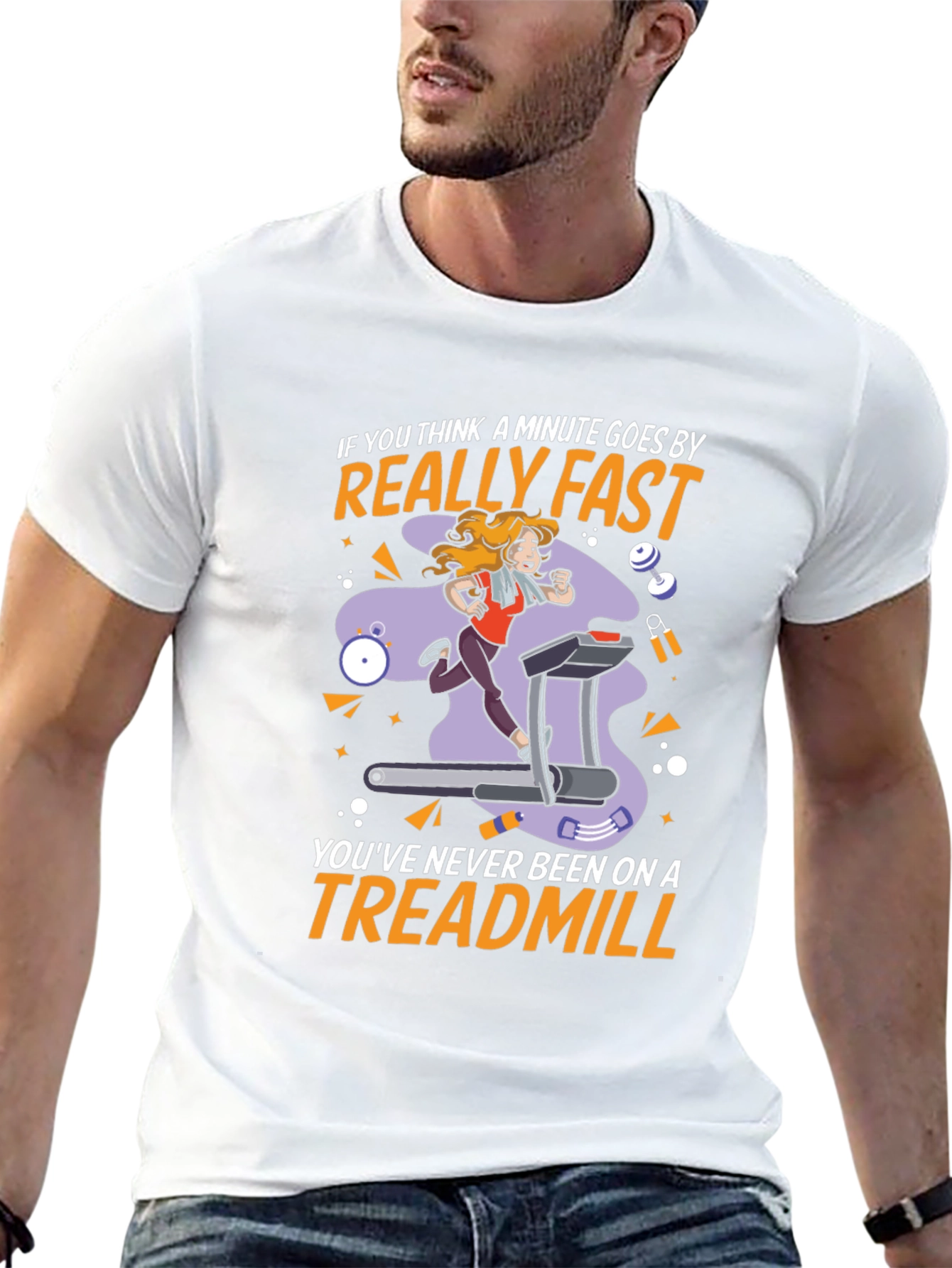 Funny Treadmill Workout T-Shirt - Time Flies
