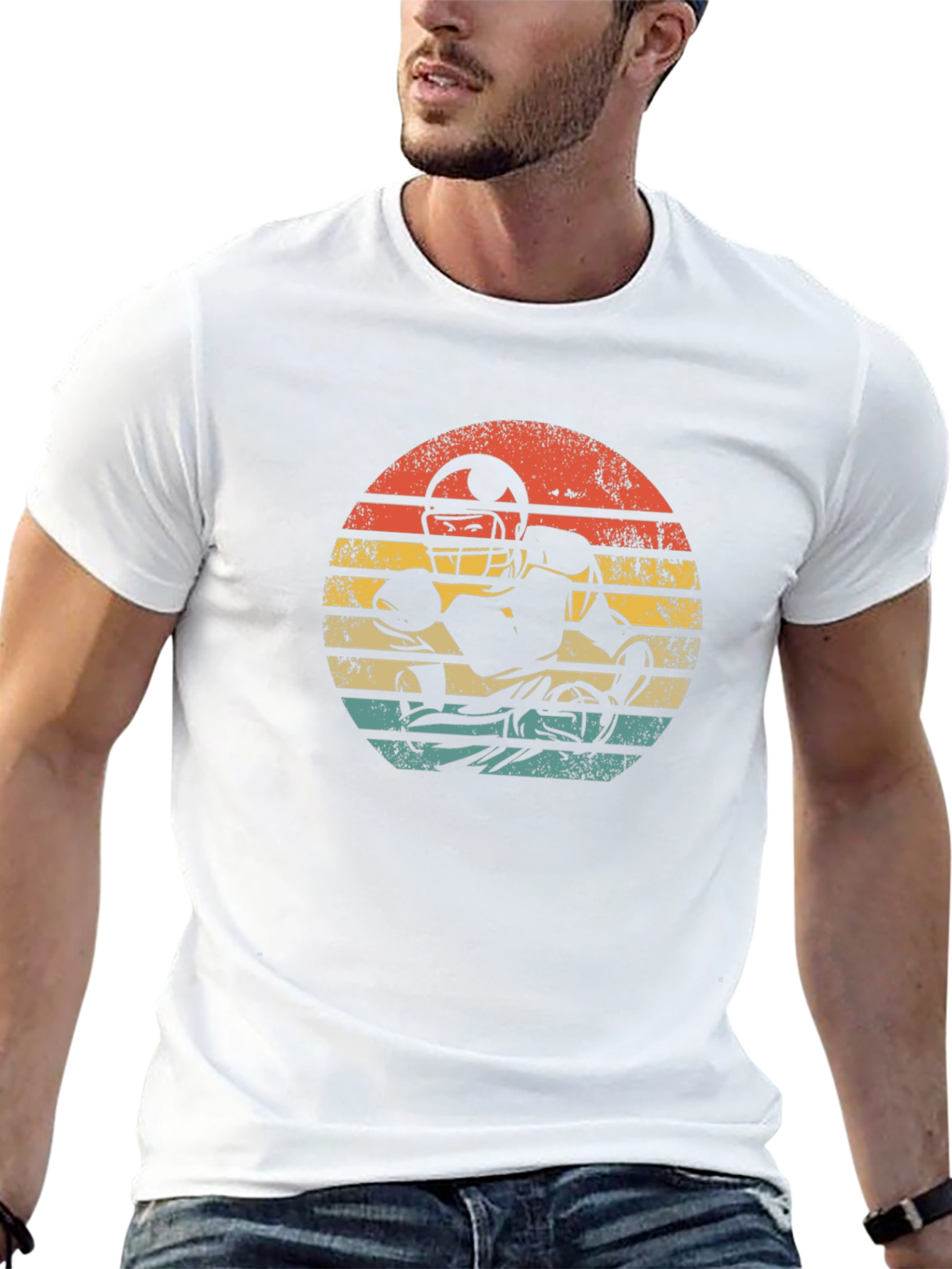 Retro Football Player Graphic T-Shirt