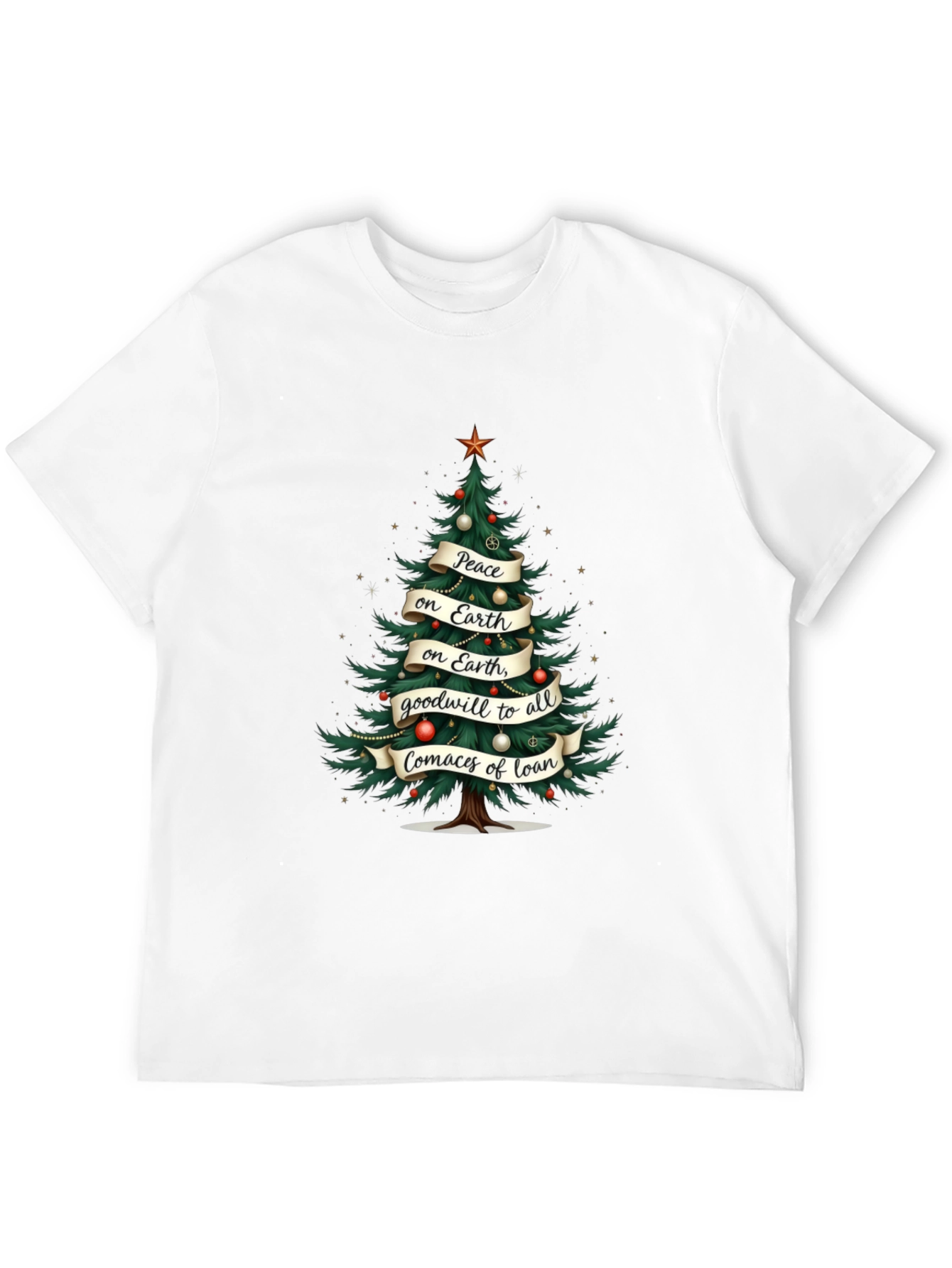 Christmas Tree Peace on Earth Graphic T-Shirt