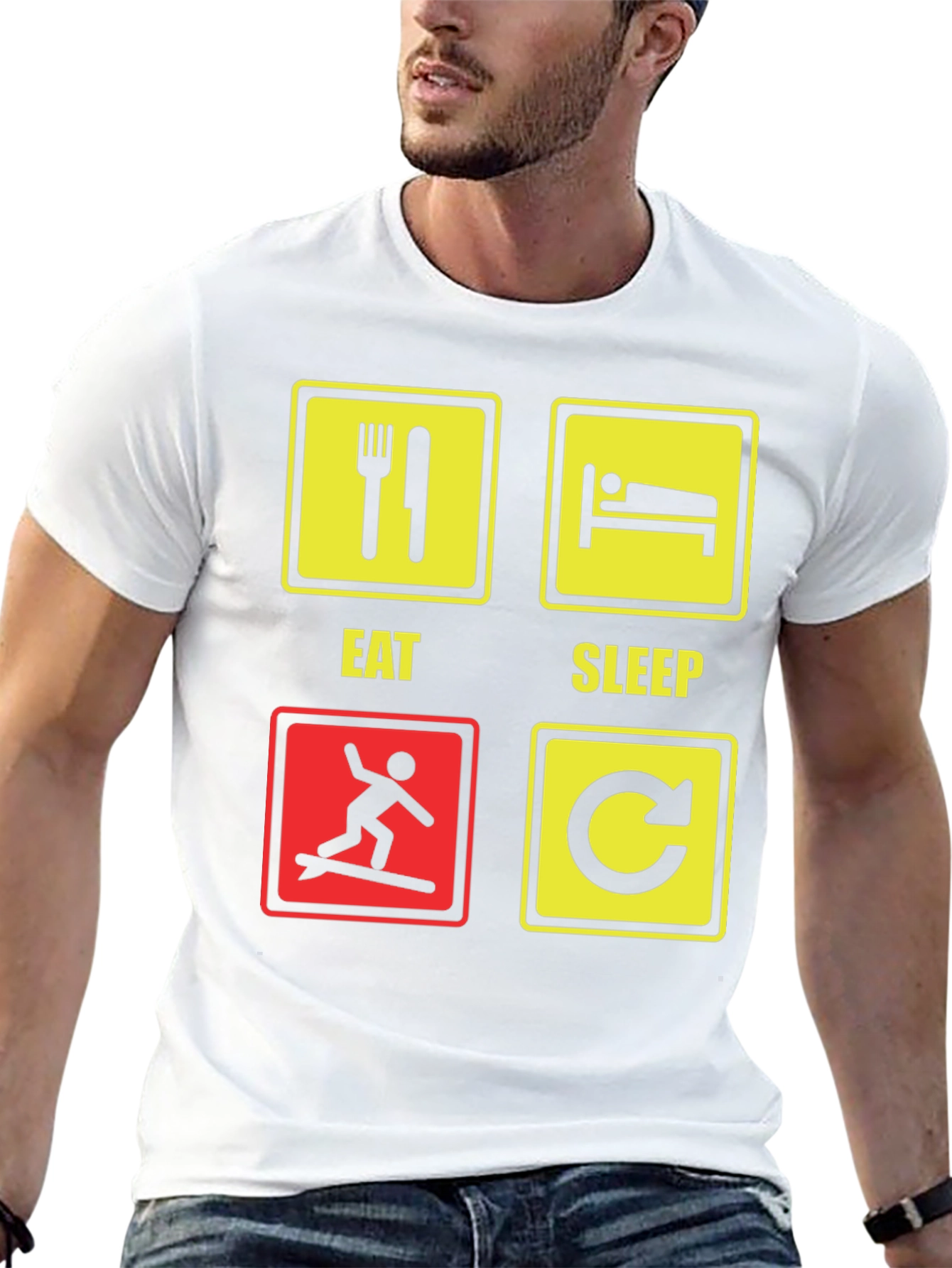Eat Sleep Surf Repeat T-Shirt Funny Surfing Tee