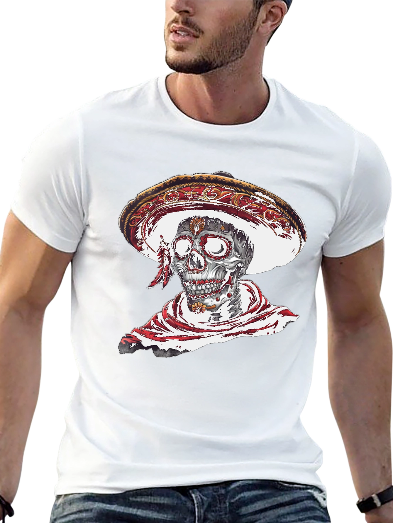 Day of the Dead Skull Graphic T-Shirt