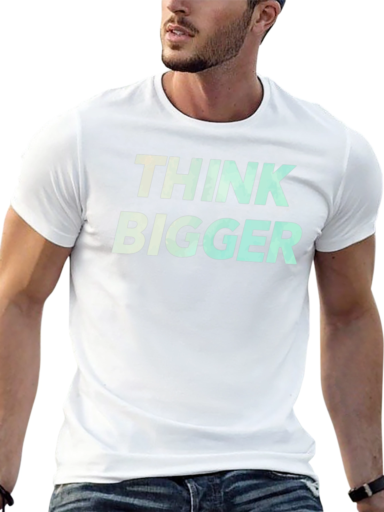 Think Bigger Graphic Tee - Motivational Black T-Shirt