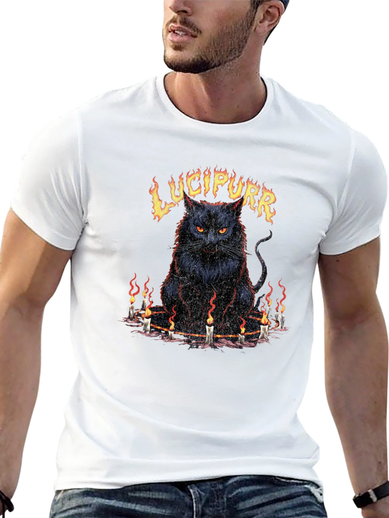 Lucipurr Graphic Tee - Dark Cat Design