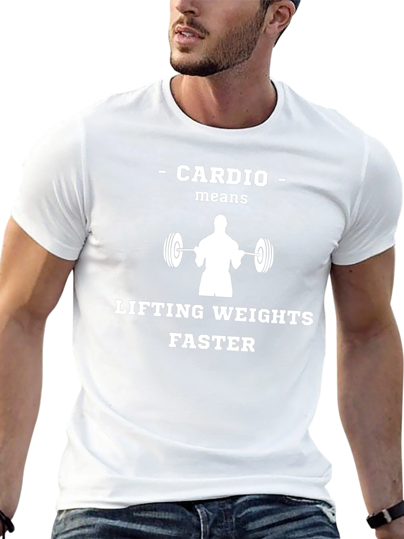 Cardio Means Lifting Weights Faster Graphic Tee