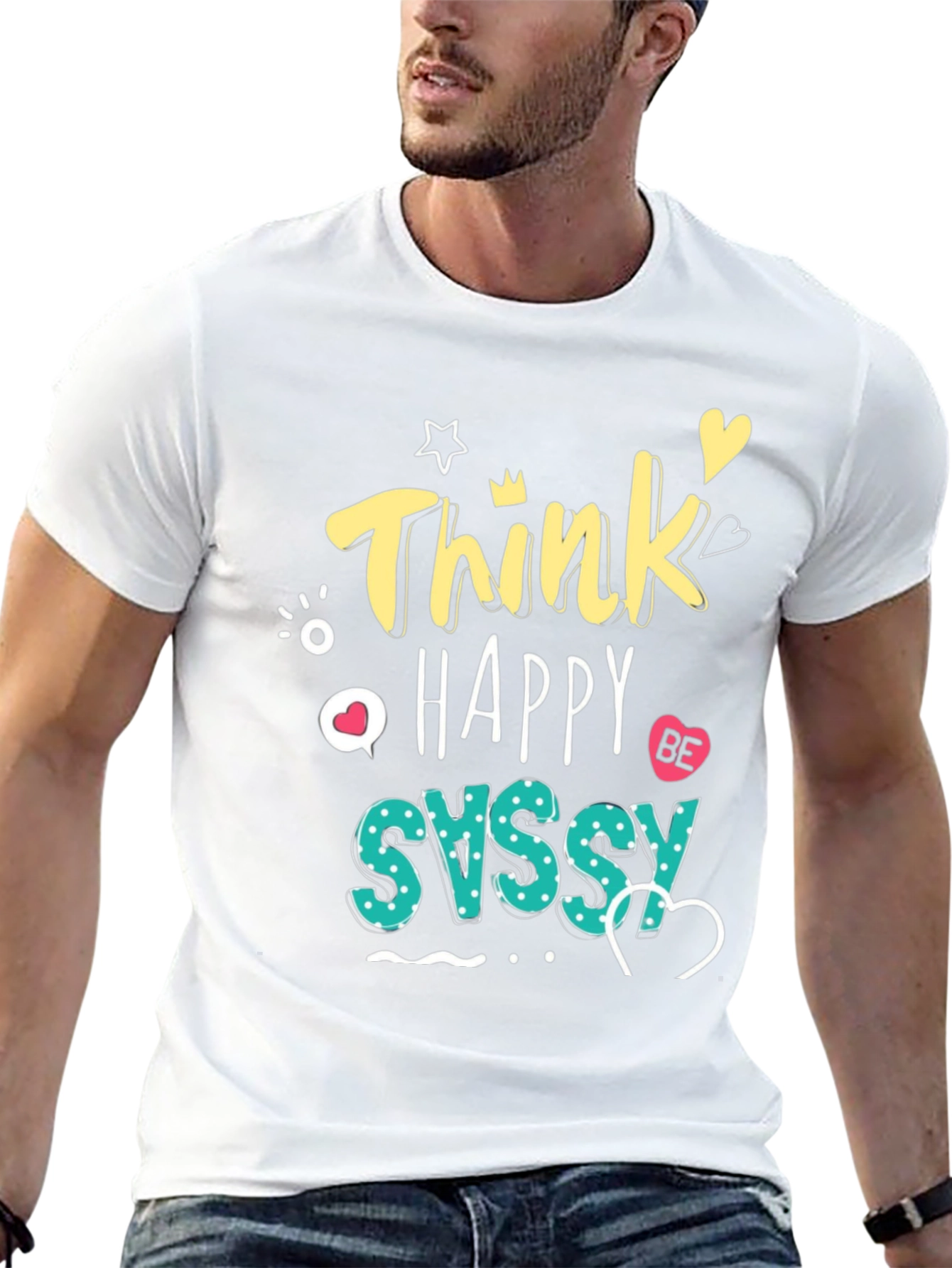 Think Happy Be Sassy Graphic Tee - Black