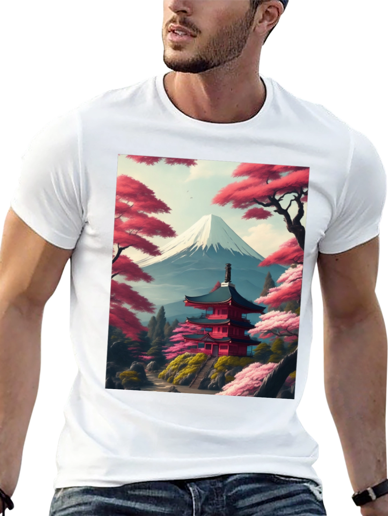 Japanese Temple & Mt. Fuji Graphic Tee
