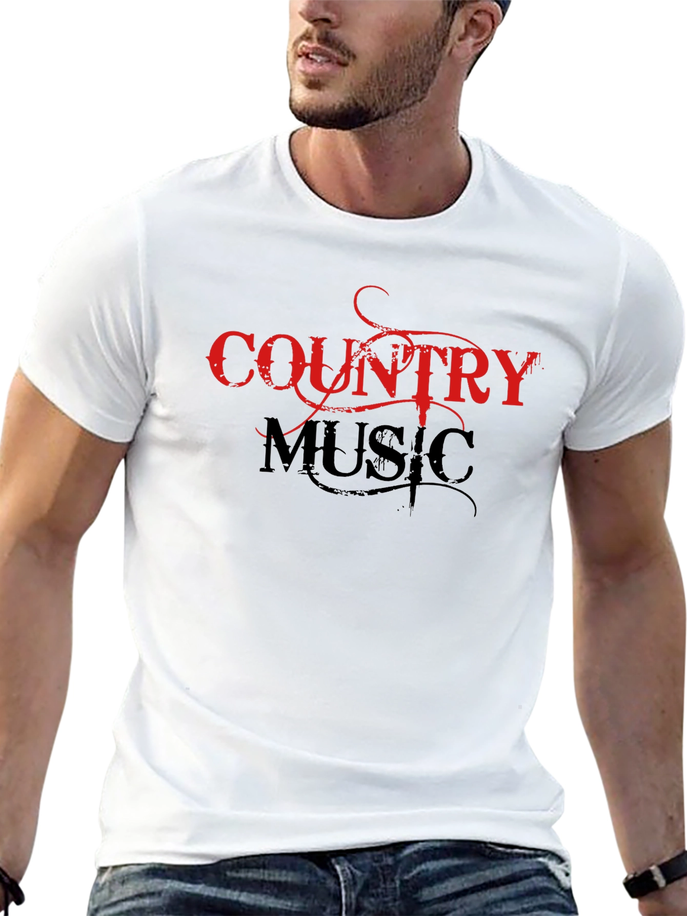 Country Music Graphic Tee - Black Cotton Shirt