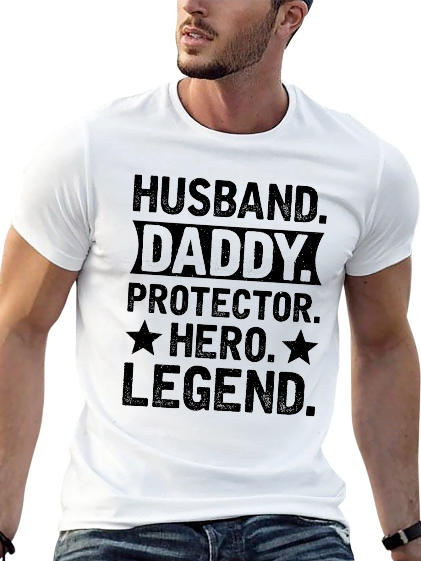 Husband Daddy Hero Legend Black Graphic Tee