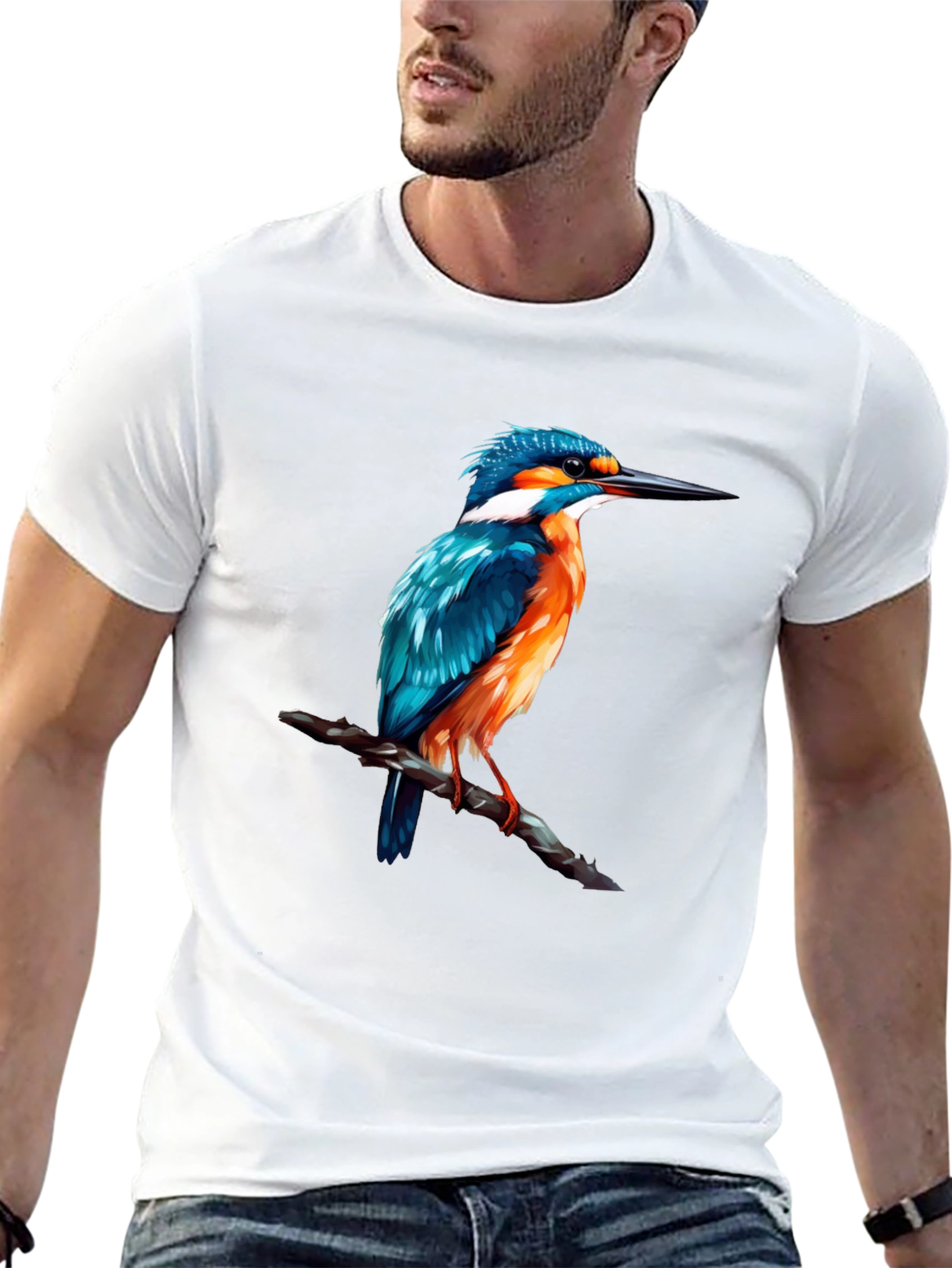 Kingfisher Bird Graphic Print T-Shirt