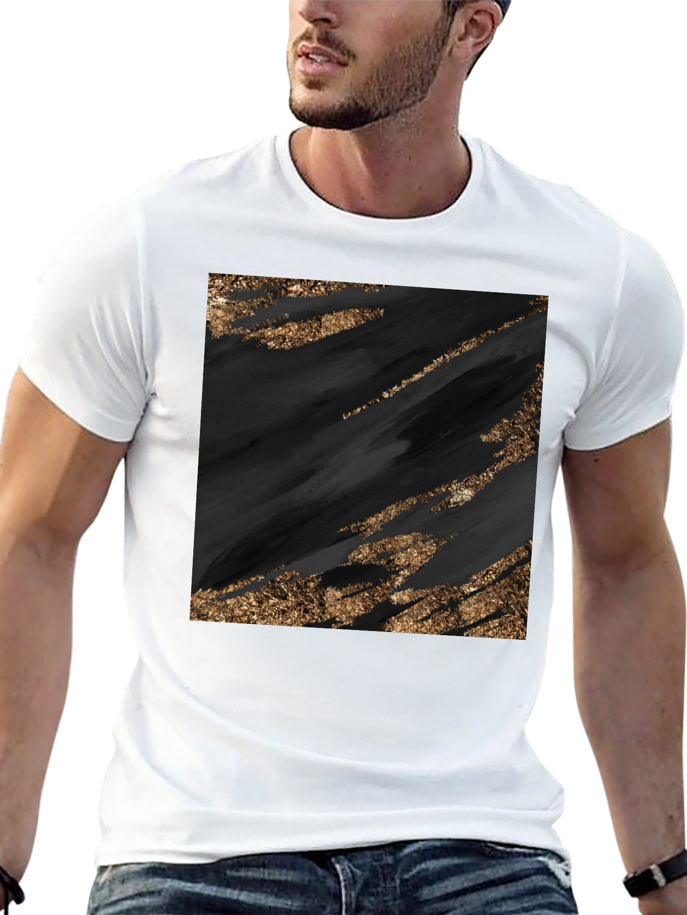 Abstract Black & Gold Graphic Tee