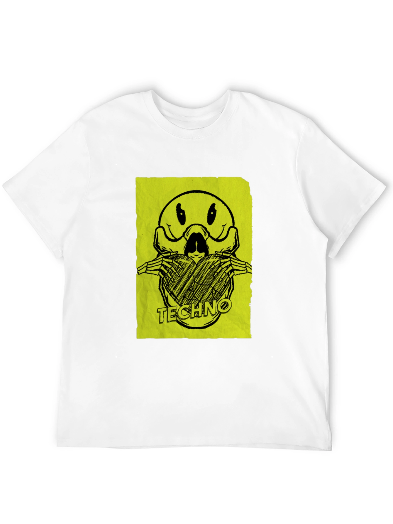 Techno Smiley Face Graphic Print T-Shirt