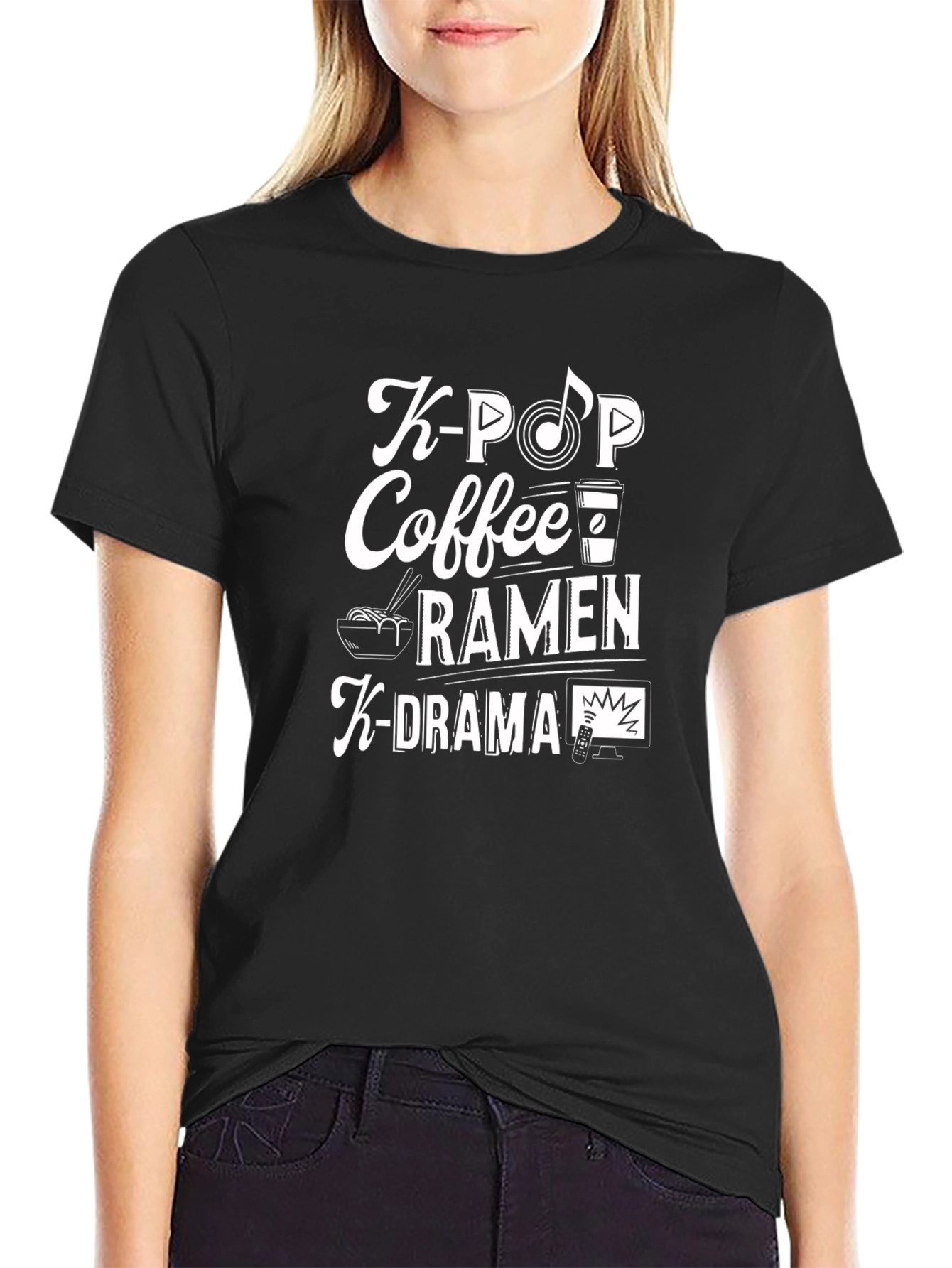 K-Pop Coffee Ramen K-Drama Graphic T-Shirt