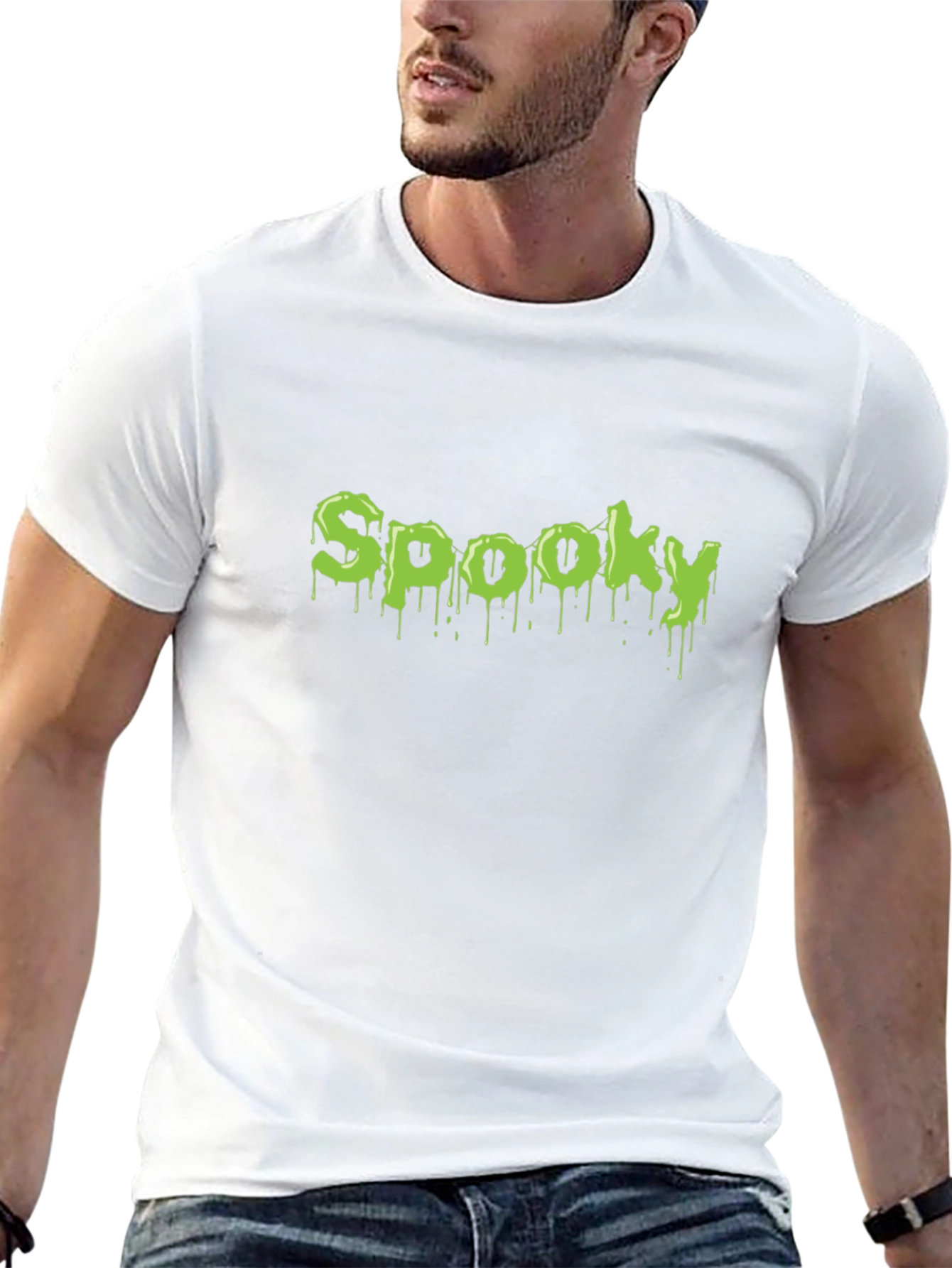 Spooky Green Slime Text Graphic T-Shirt