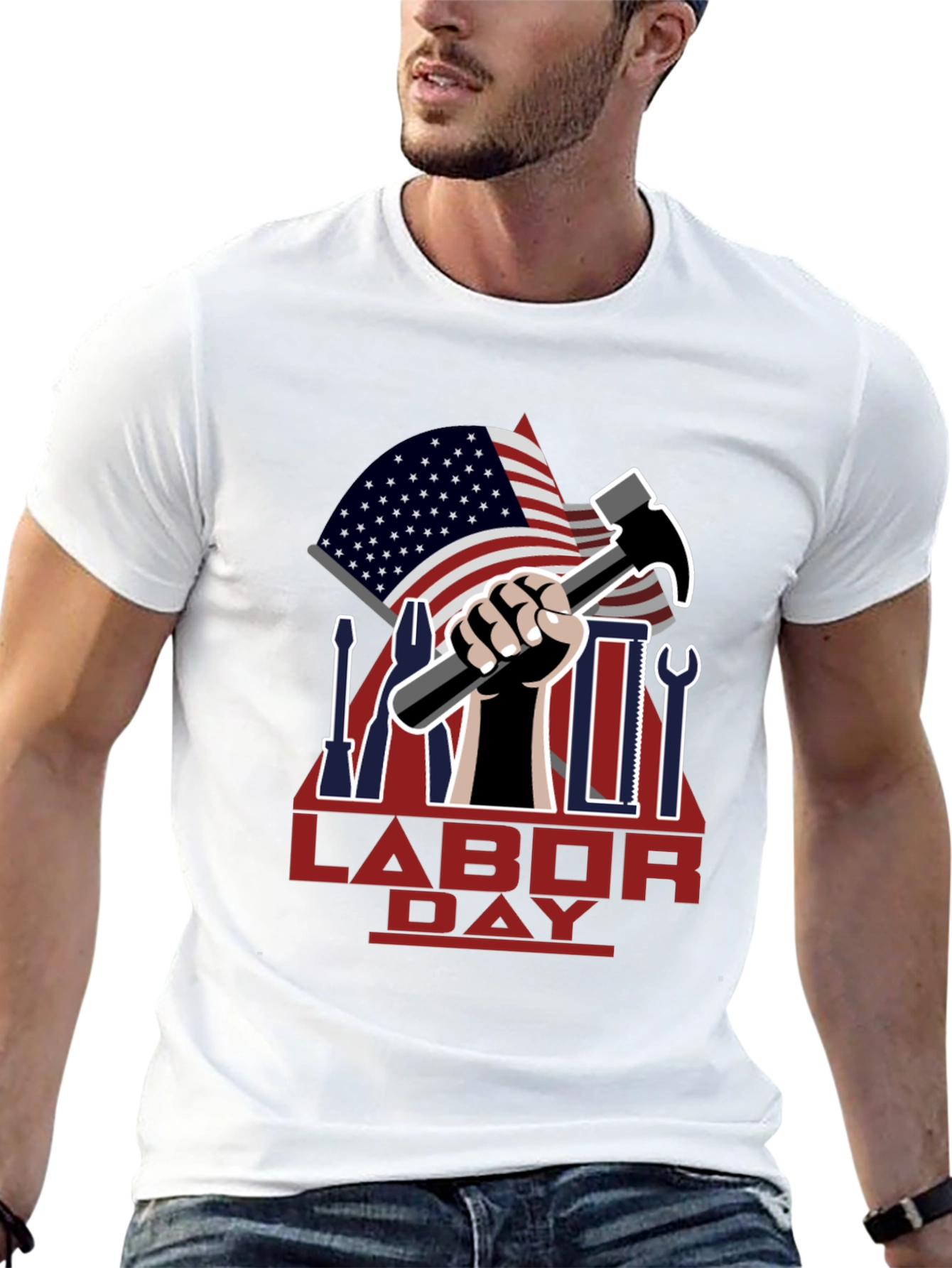 Labor Day T-Shirt - USA Flag and Tools