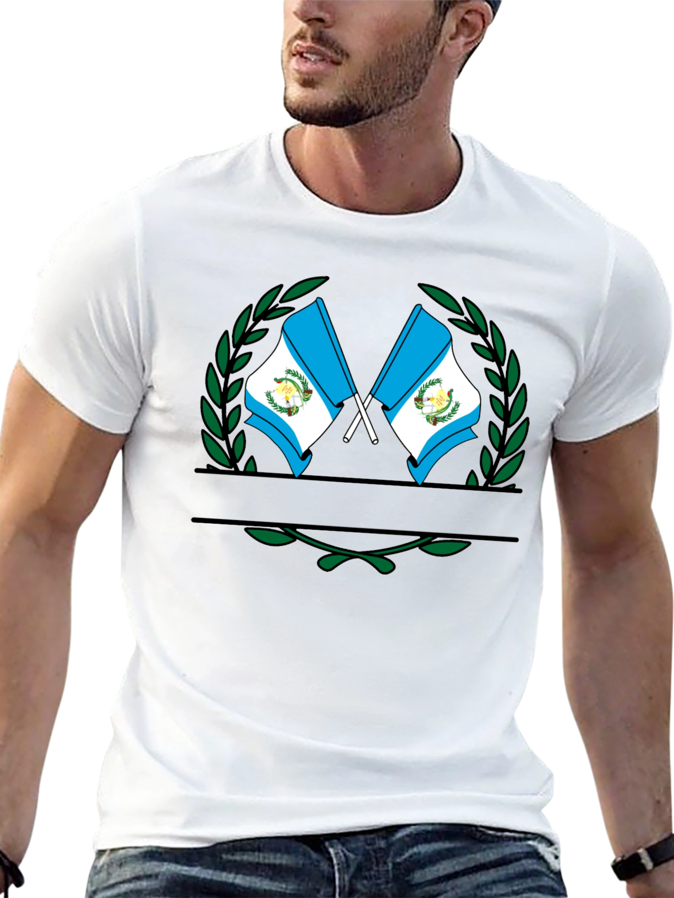Guatemala Flag Crest Graphic Black T-Shirt