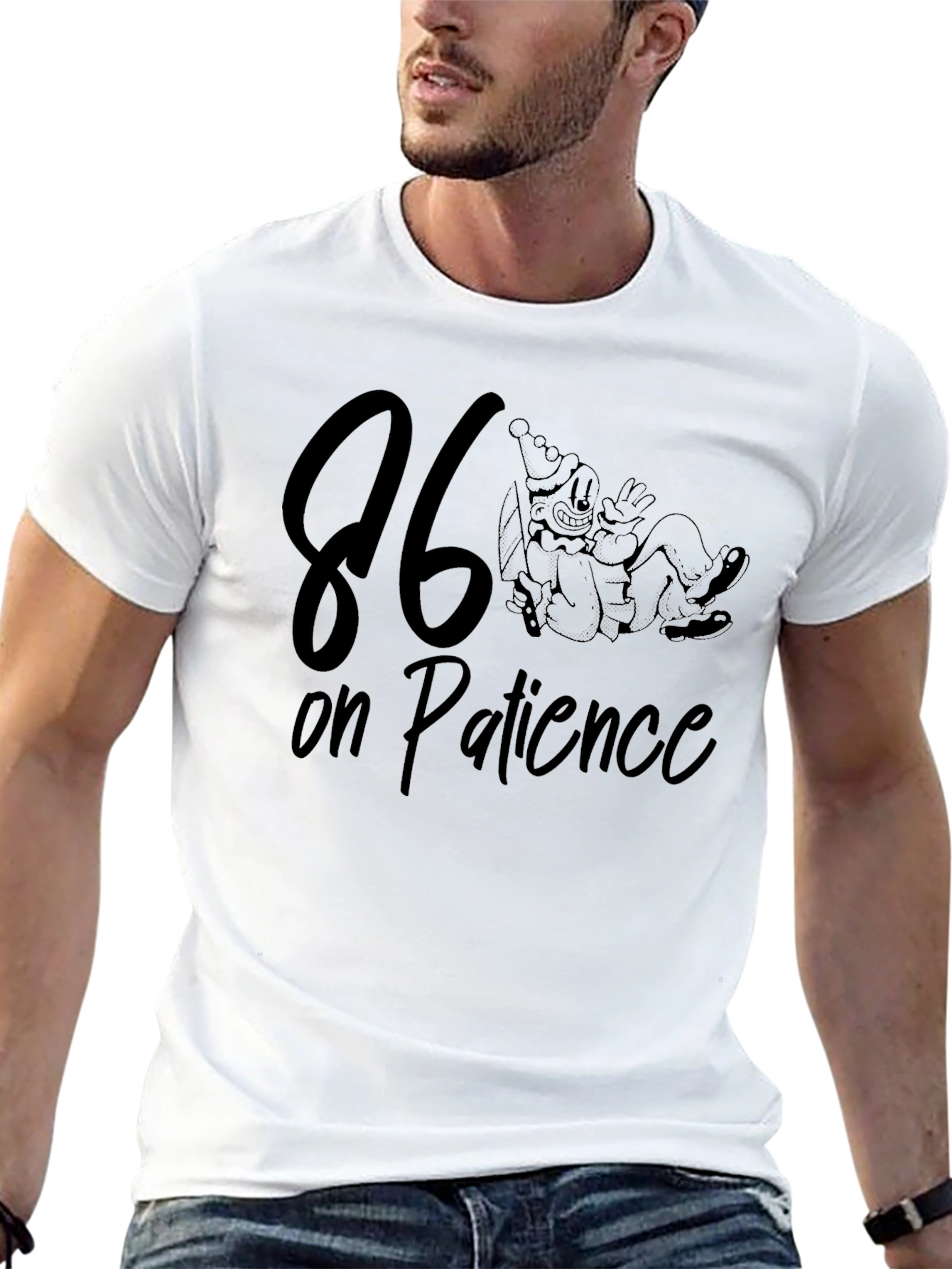 86 On Patience Funny Graphic Black T-Shirt