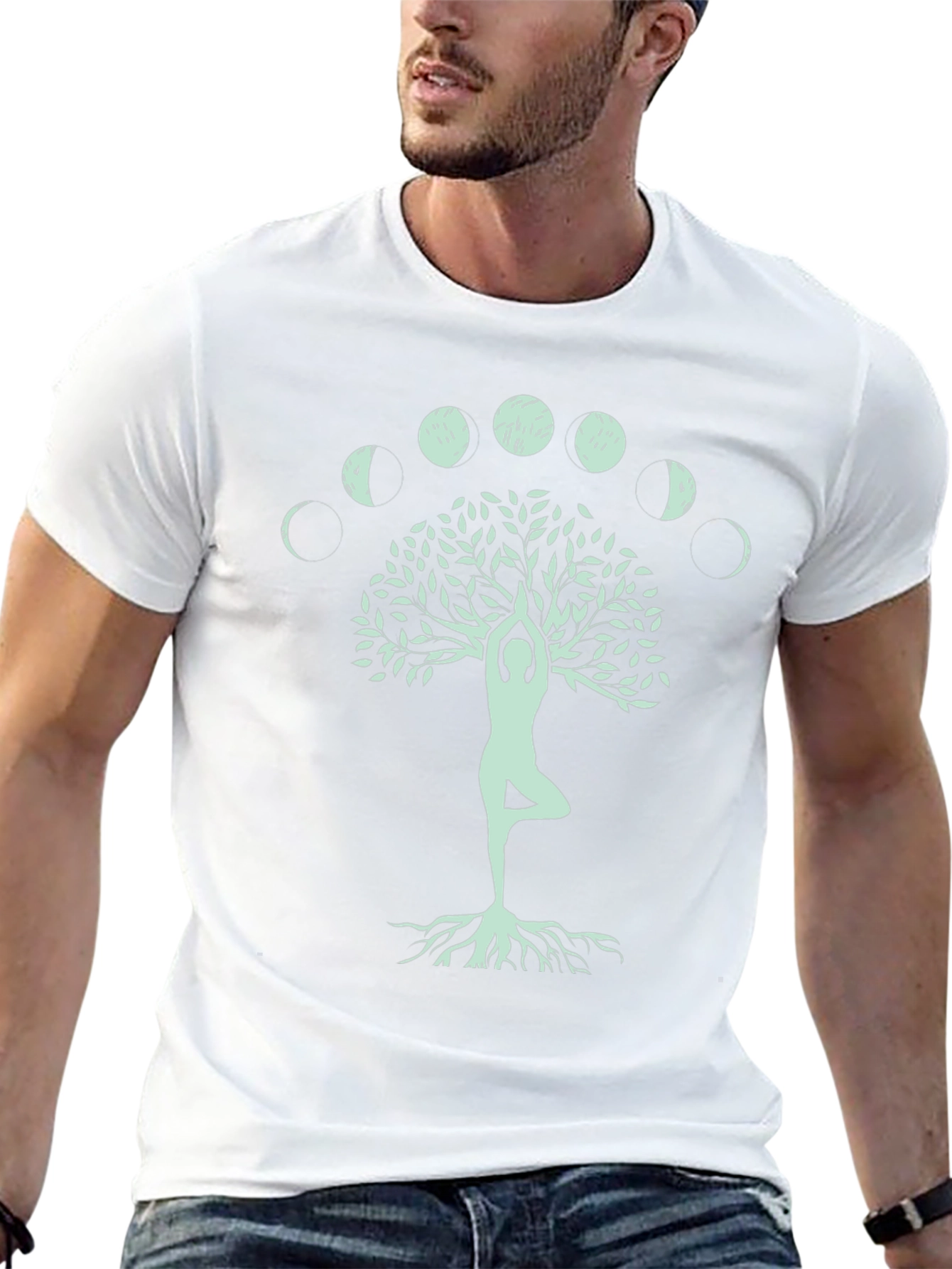 Yoga Tree Moon Phases Graphic Tee - Black