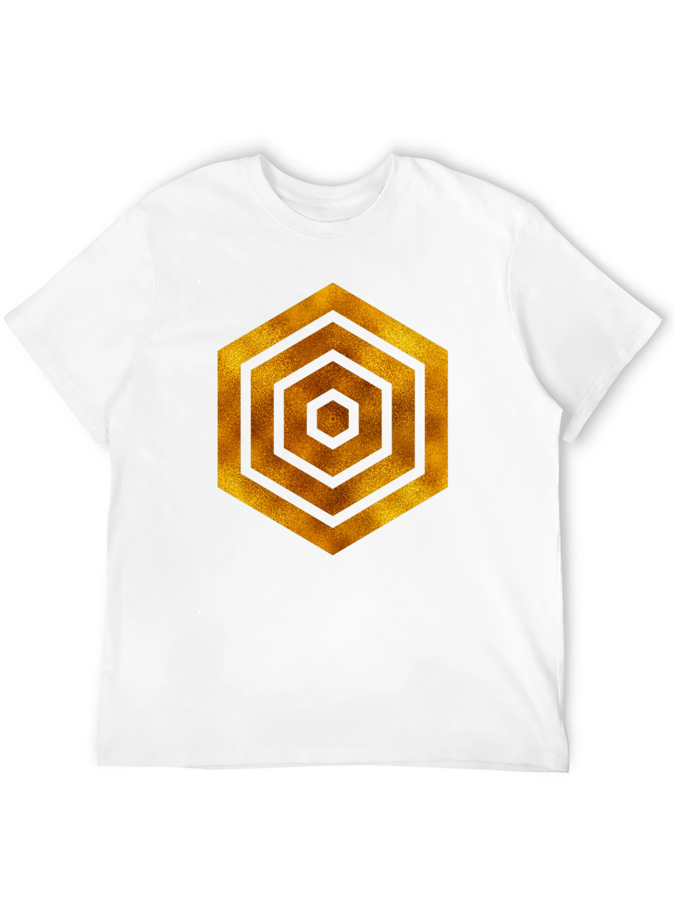 Golden Hexagon Graphic Black T-Shirt