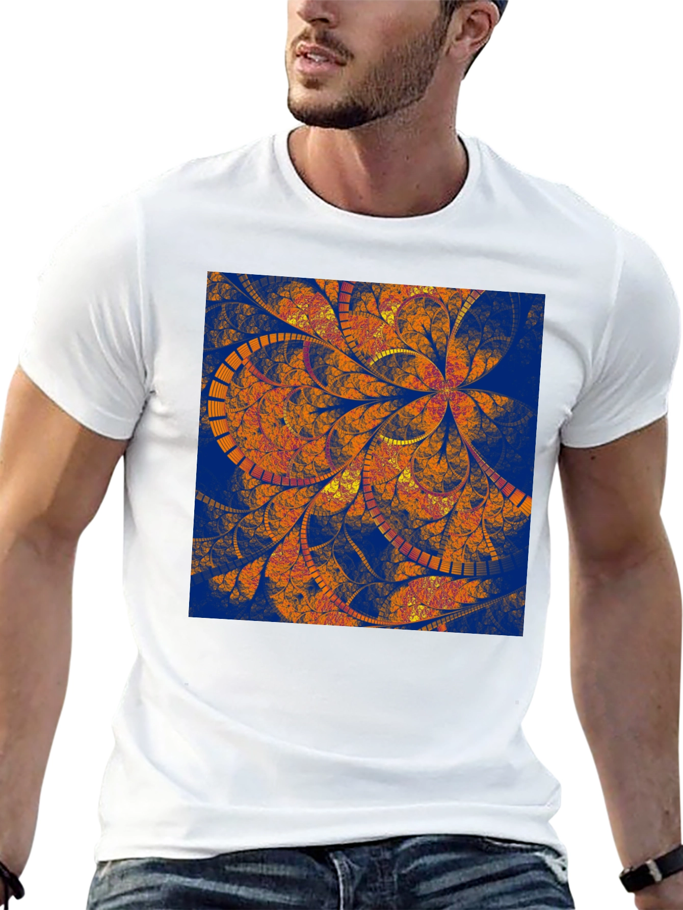 Abstract Floral Print Black T-Shirt