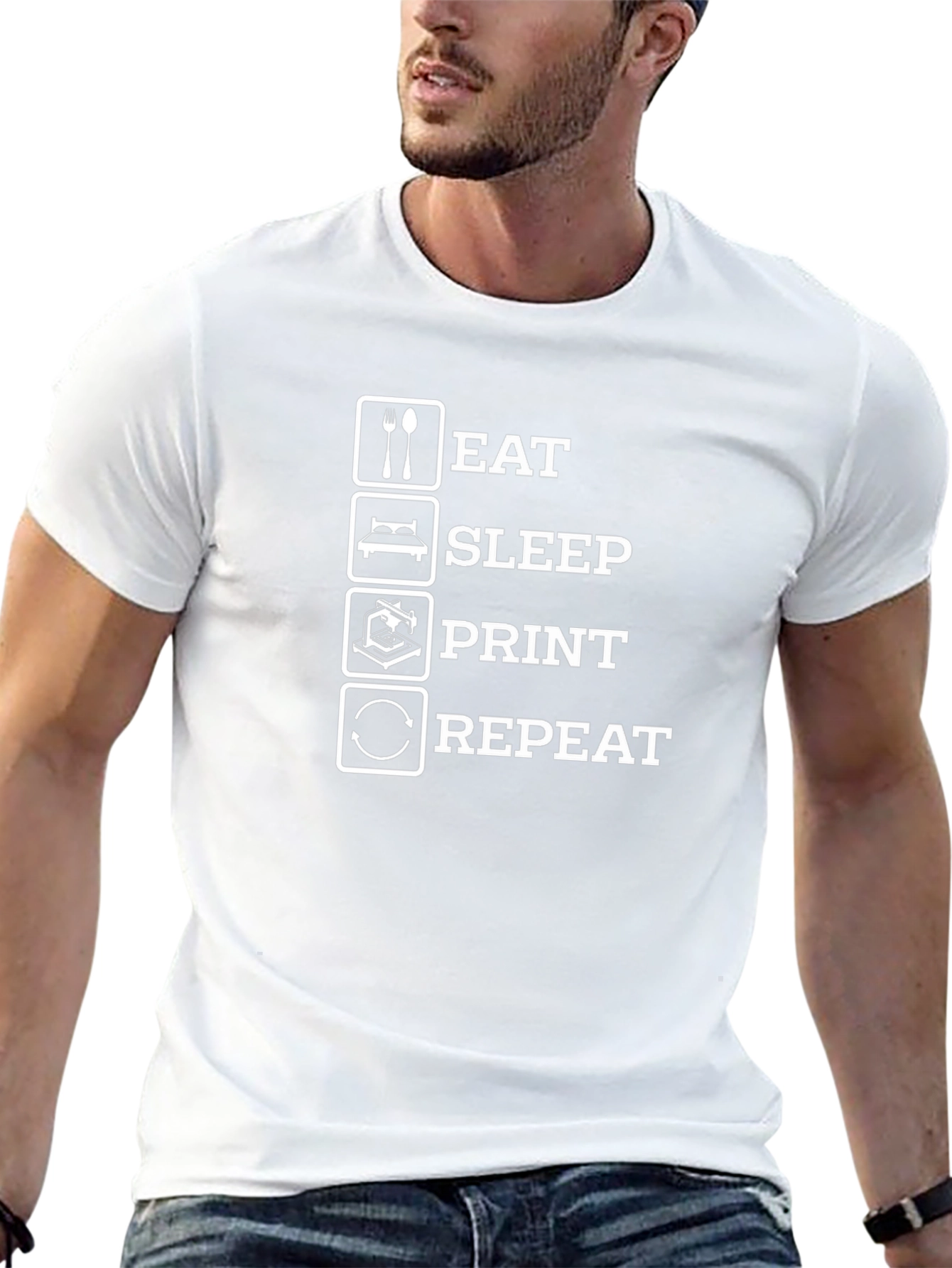Eat Sleep Print Repeat T-Shirt 3D Printing Hobby Tee