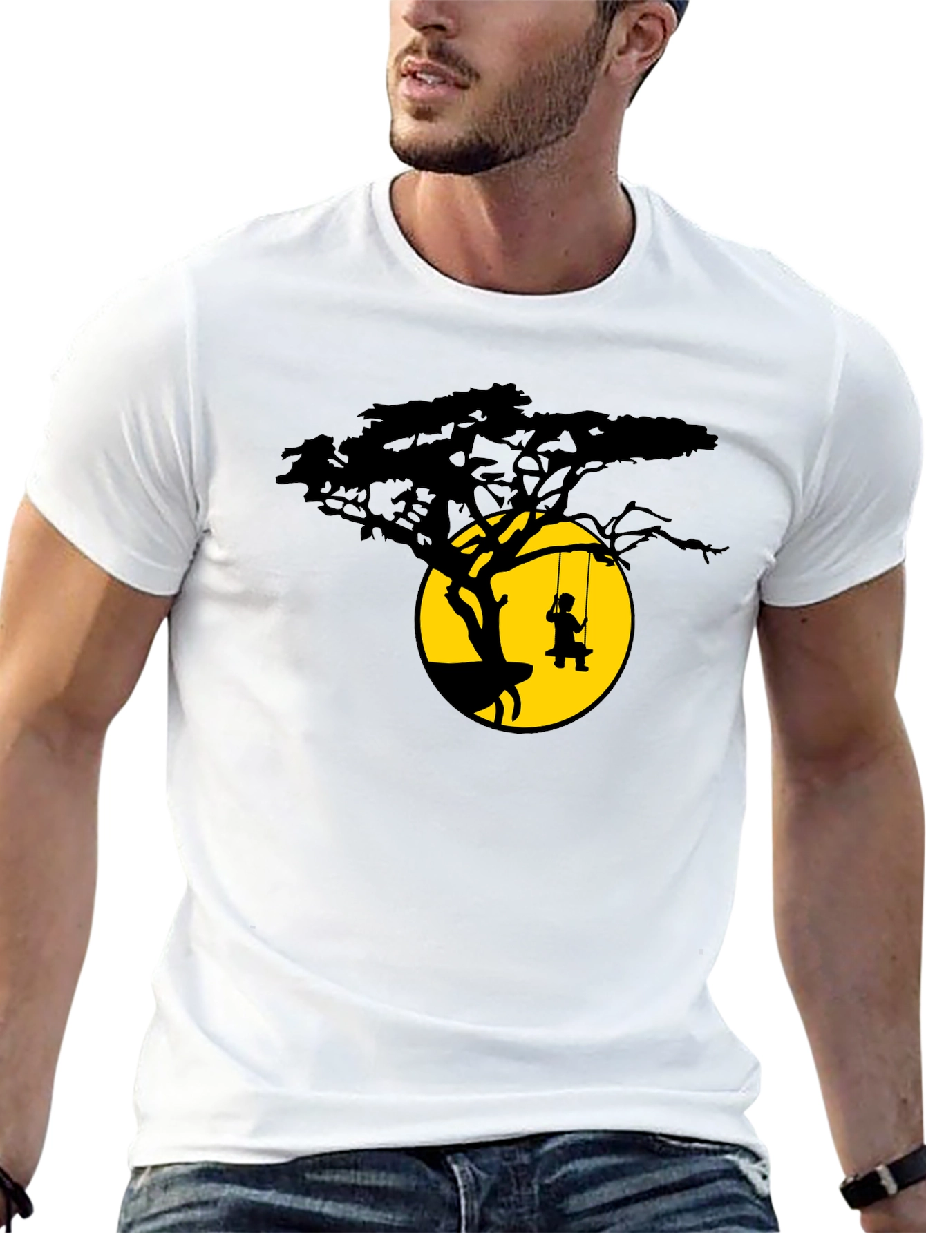 Silhouette Tree Swing Black T-Shirt