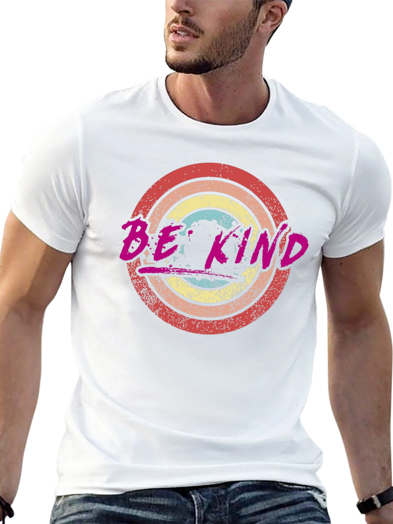 Be Kind Graphic Tee Retro Circle Design