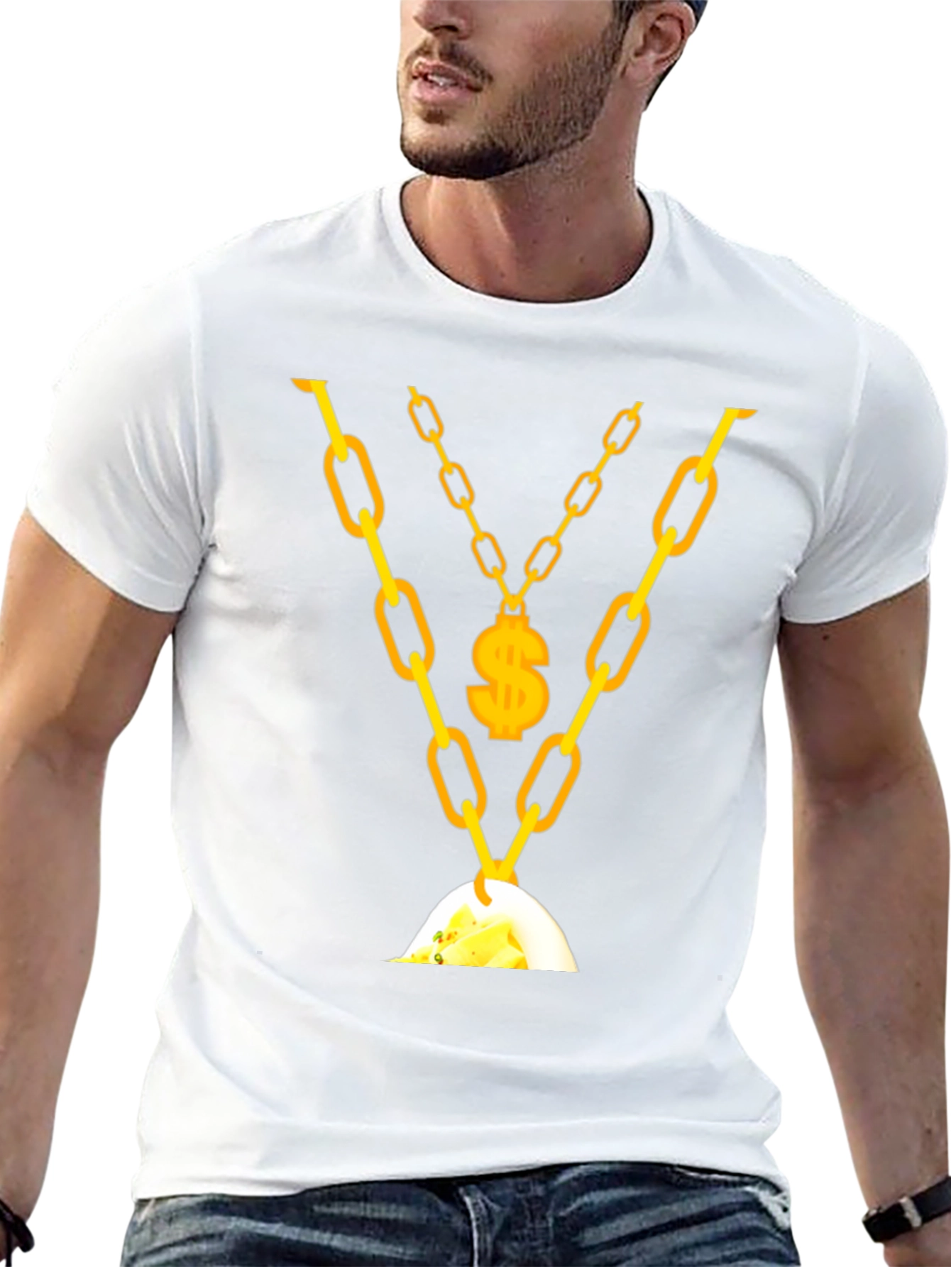 Mens Gold Chain & Money T-Shirt