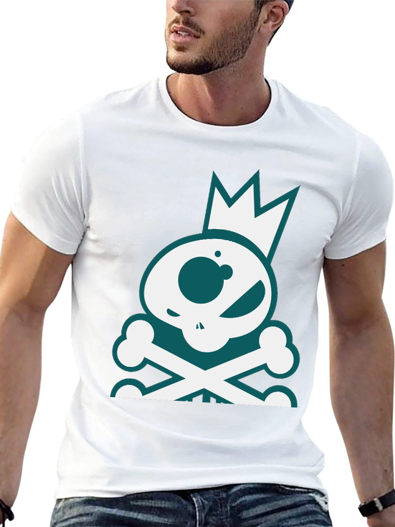 Skull & Crossbones Crown Graphic Tee - Casual Style