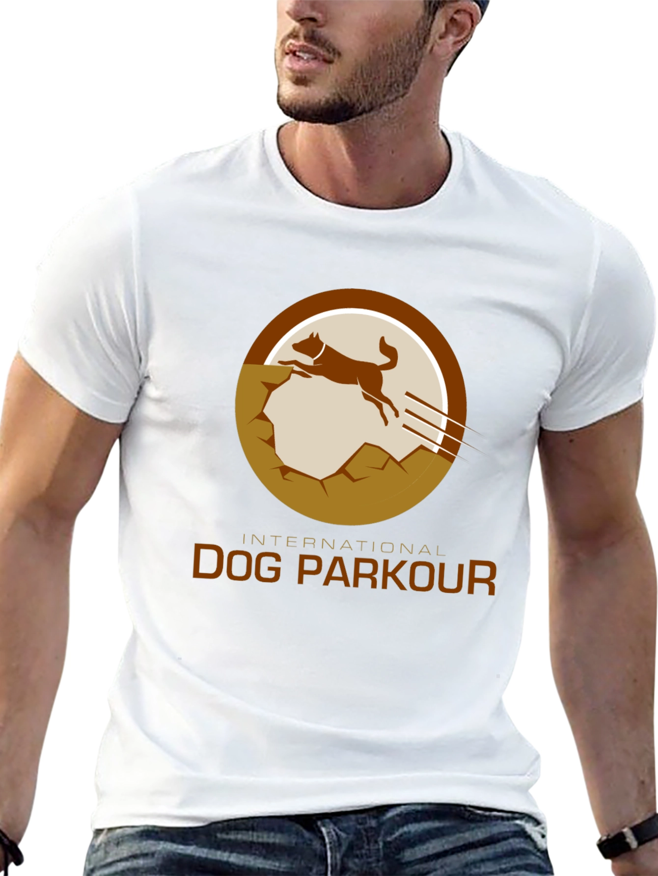 Dog Parkour Graphic Tee - Black Cotton T-Shirt