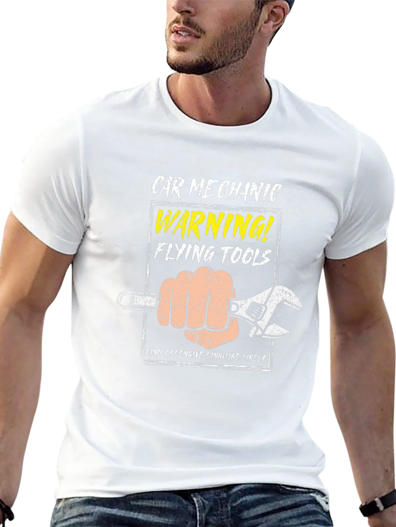 Car Mechanic Flying Tools Graphic T-Shirt