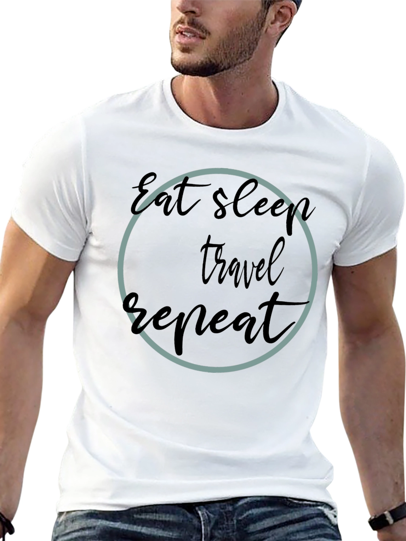 Eat Sleep Travel Repeat Graphic T-Shirt