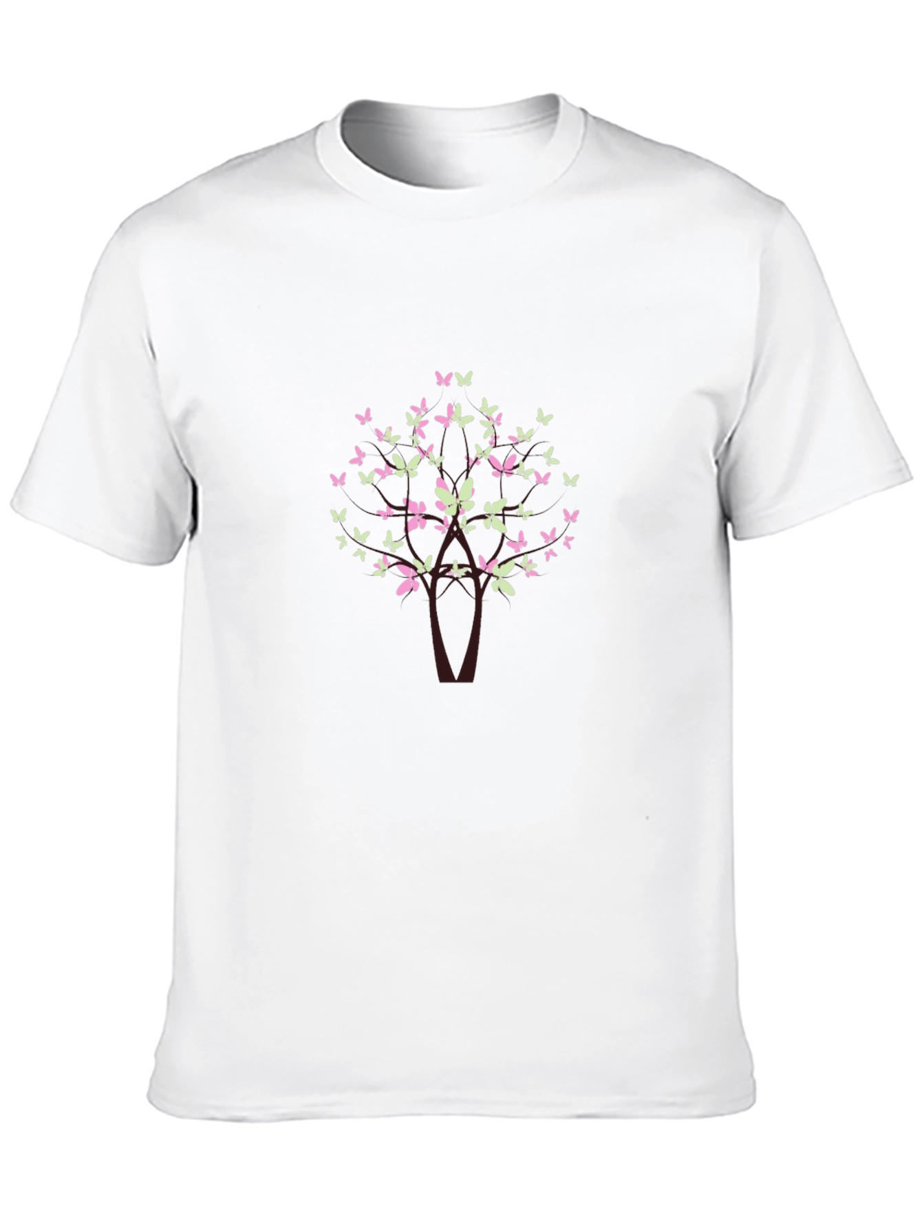 Butterfly Tree Graphic Tee - Black Cotton Casual Shirt