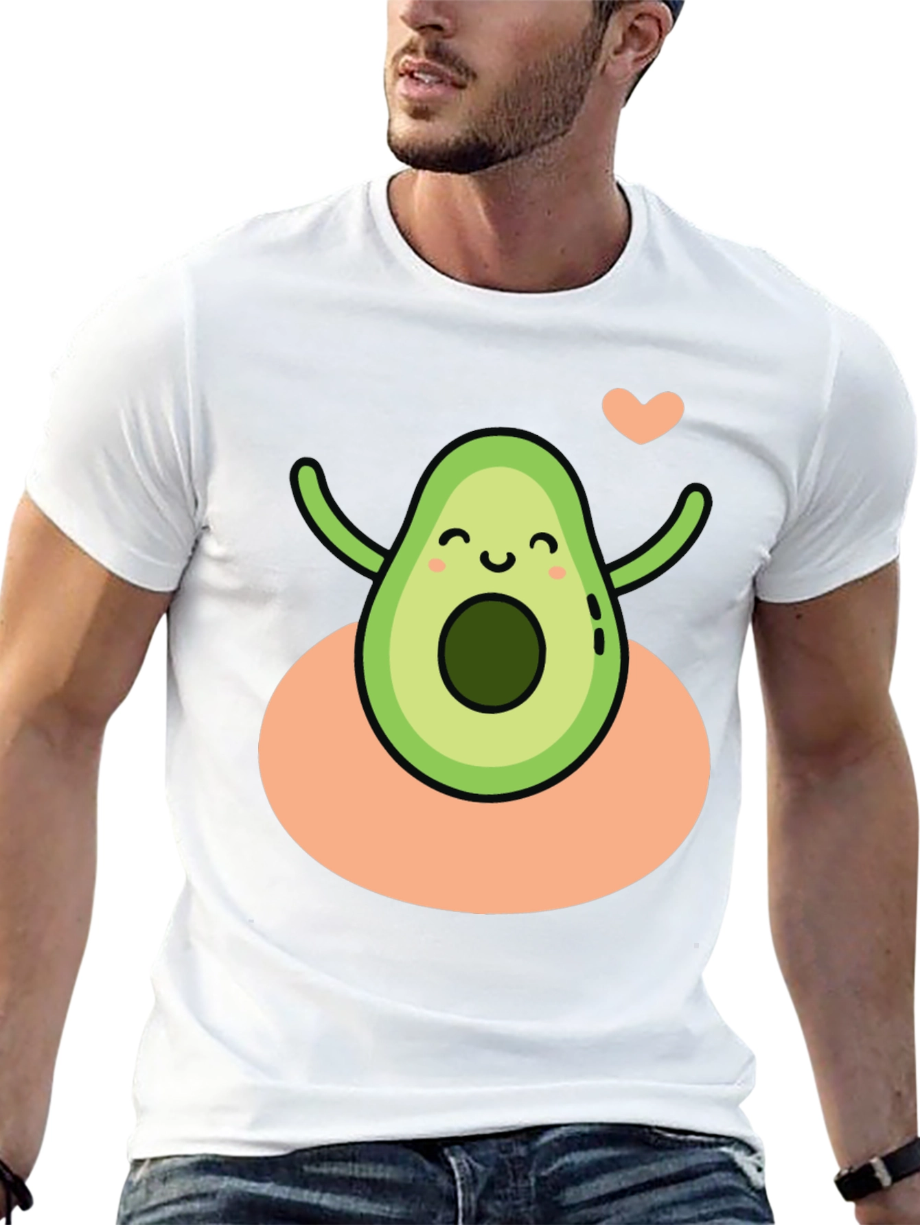 Cute Avocado Heart Black Graphic Tee